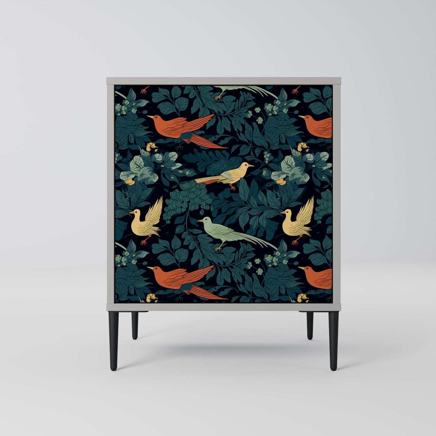FOWL ORNAMENT 1-Door Sideboard in Grey Finish