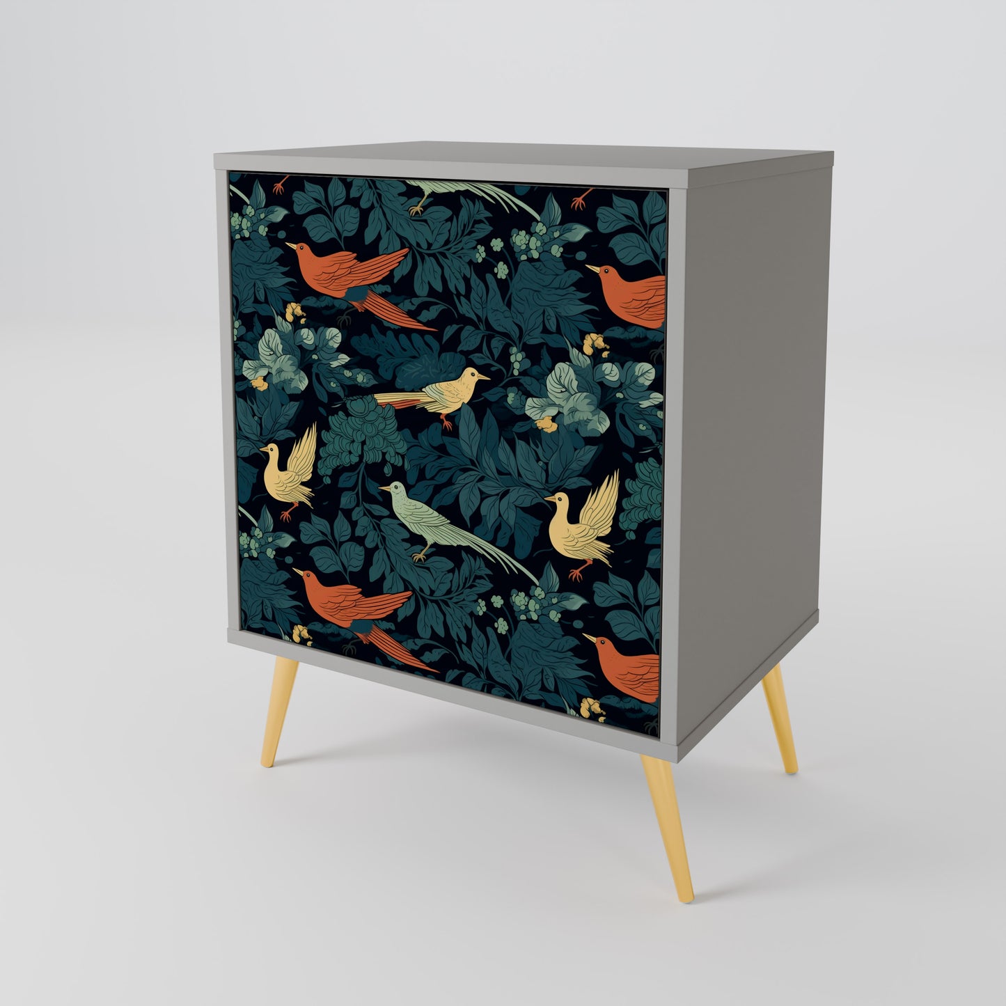 FOWL ORNAMENT 1-Door Sideboard in Grey Finish