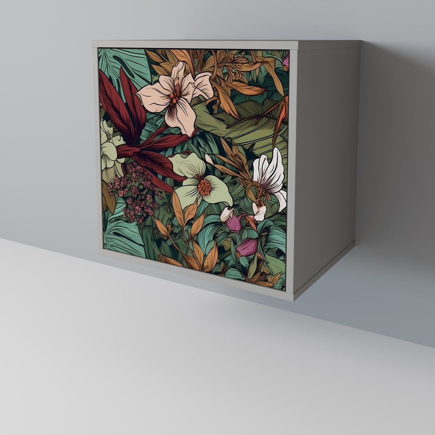 BOTANICAL EMERGENCE 1-Door Sideboard in Grey Finish