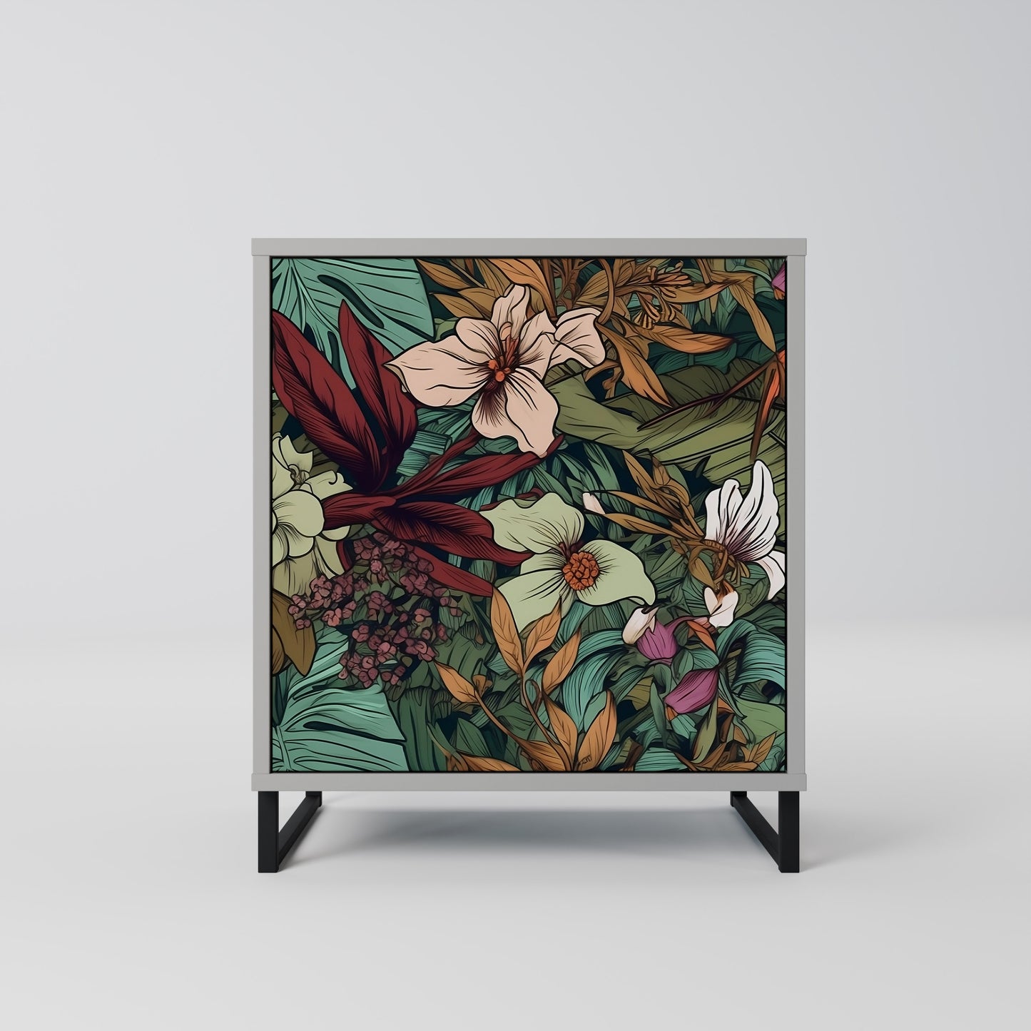 BOTANICAL EMERGENCE 1-Door Sideboard in Grey Finish
