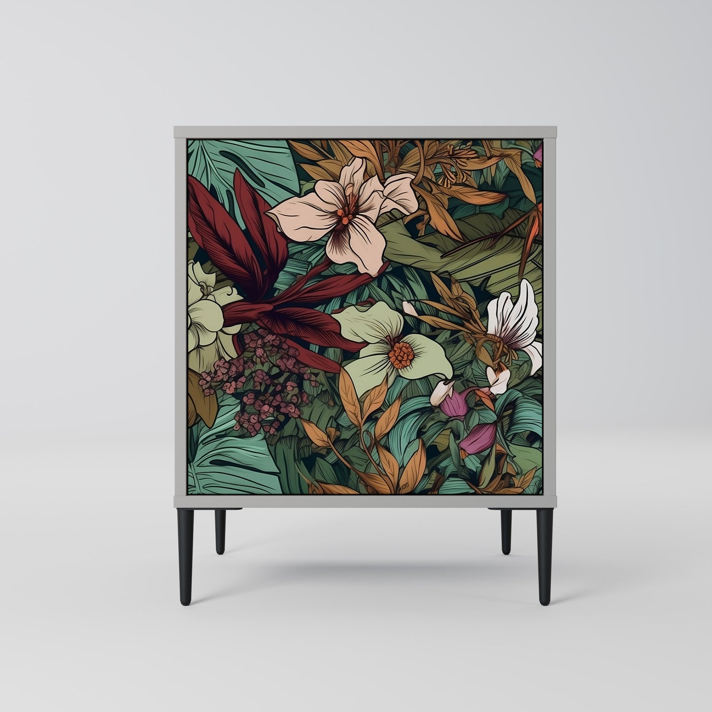 BOTANICAL EMERGENCE 1-Door Sideboard in Grey Finish