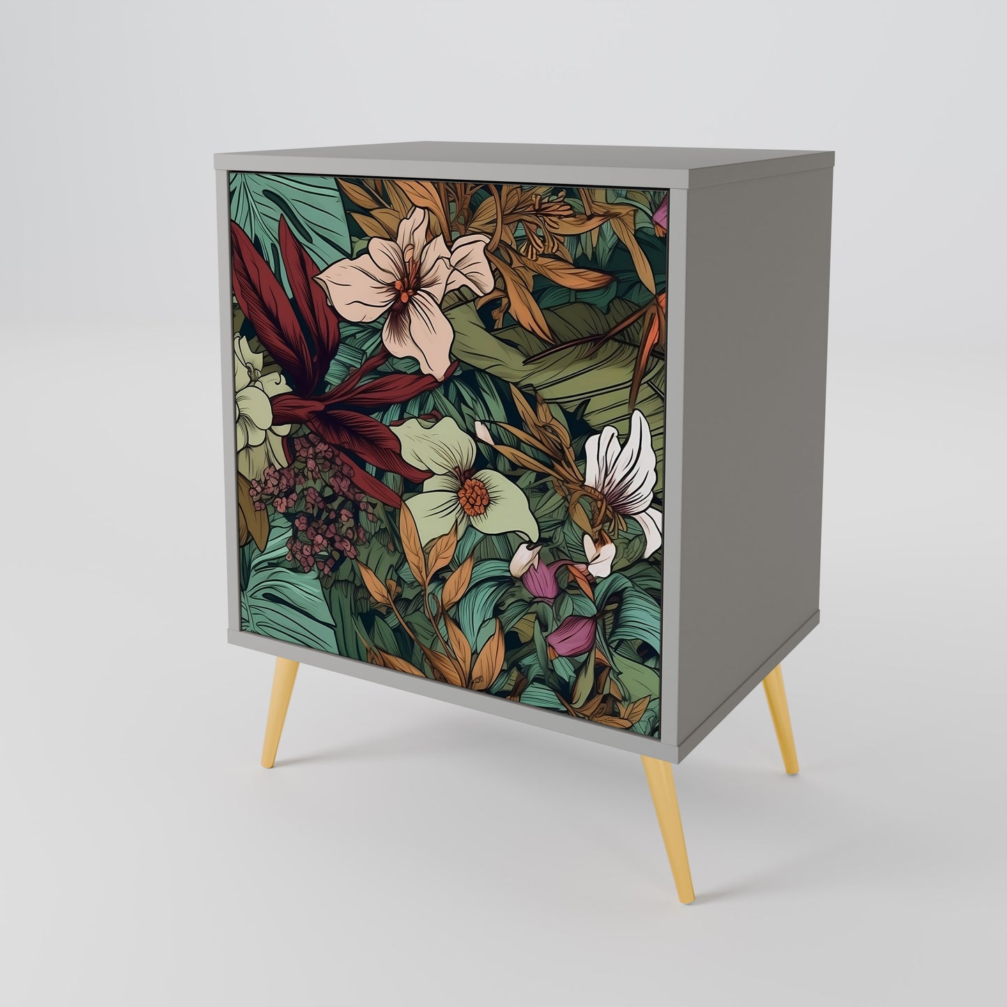 BOTANICAL EMERGENCE 1-Door Sideboard in Grey Finish