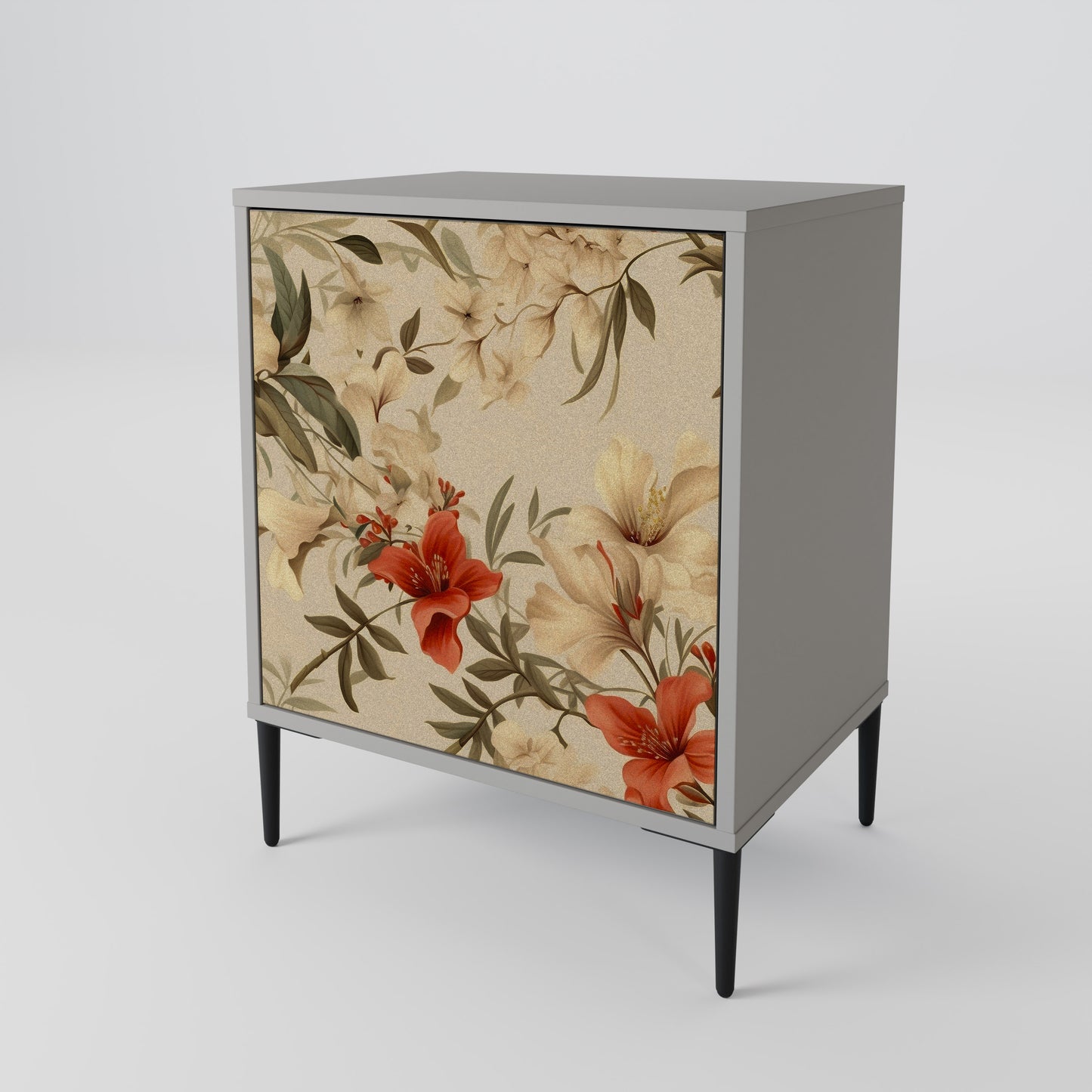 BLOOMING HARMONY 1-Door Sideboard in Grey Finish