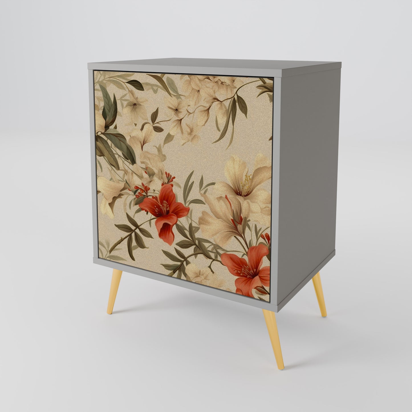 BLOOMING HARMONY 1-Door Sideboard in Grey Finish
