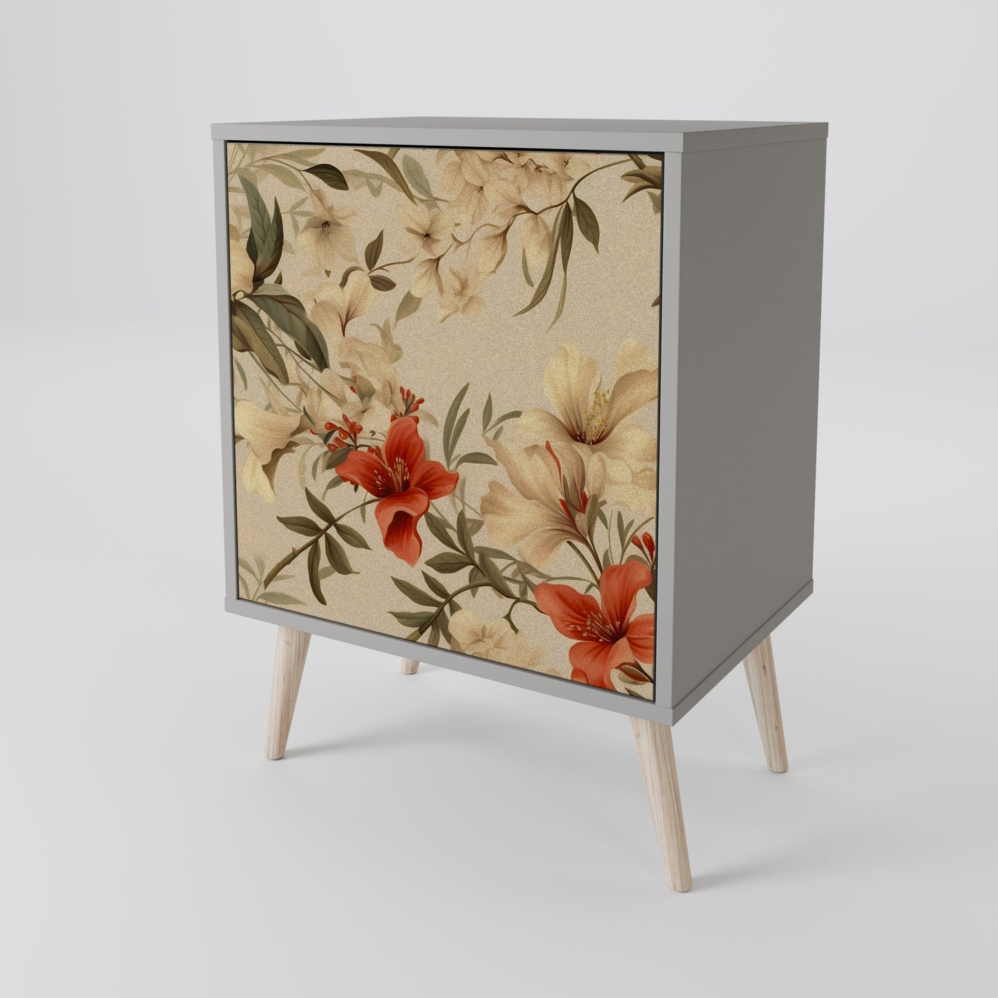 BLOOMING HARMONY 1-Door Sideboard in Grey Finish