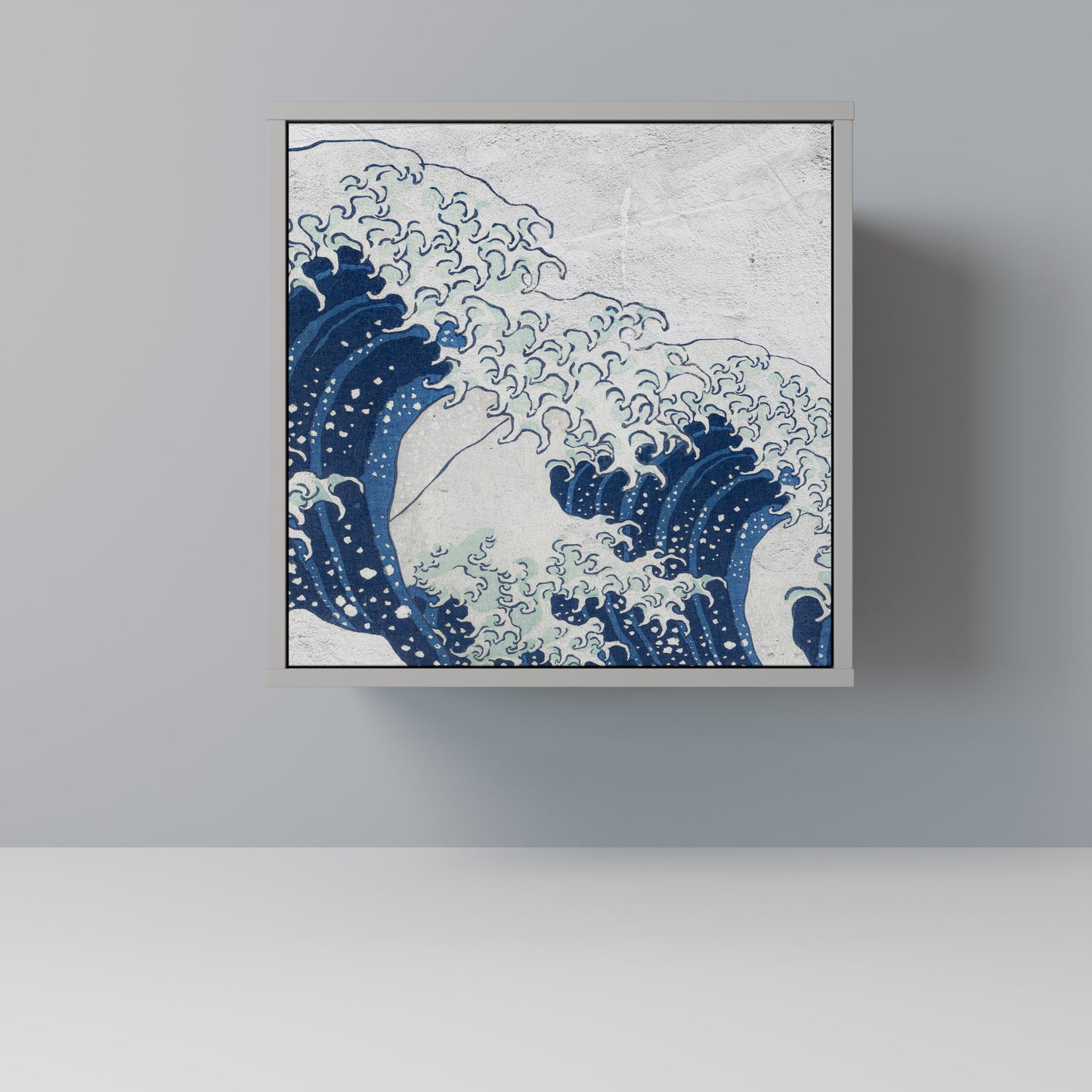 THE GREAT WAVE AT KANAGAWA 1-Door Sideboard in Grey Finish