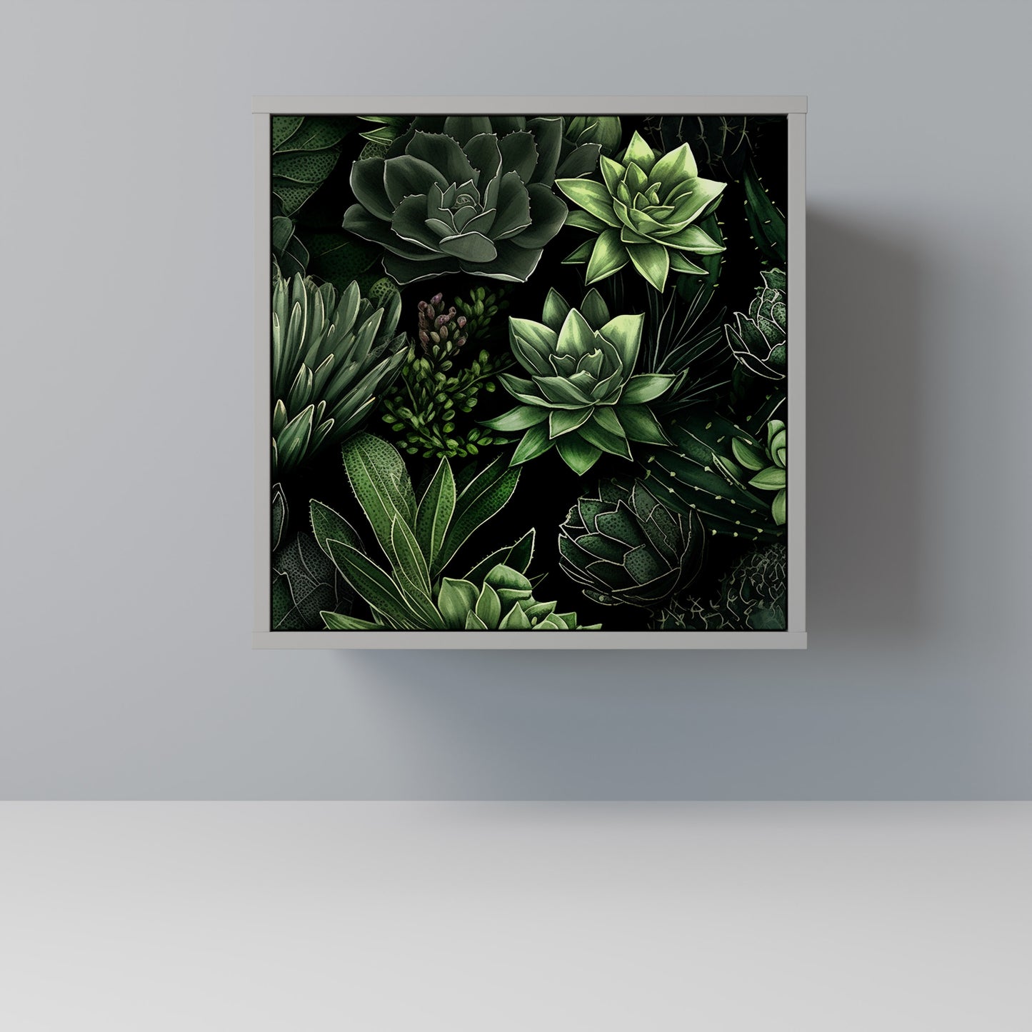 SUCCULENT JUNGLE 1-Door Sideboard in Grey Finish