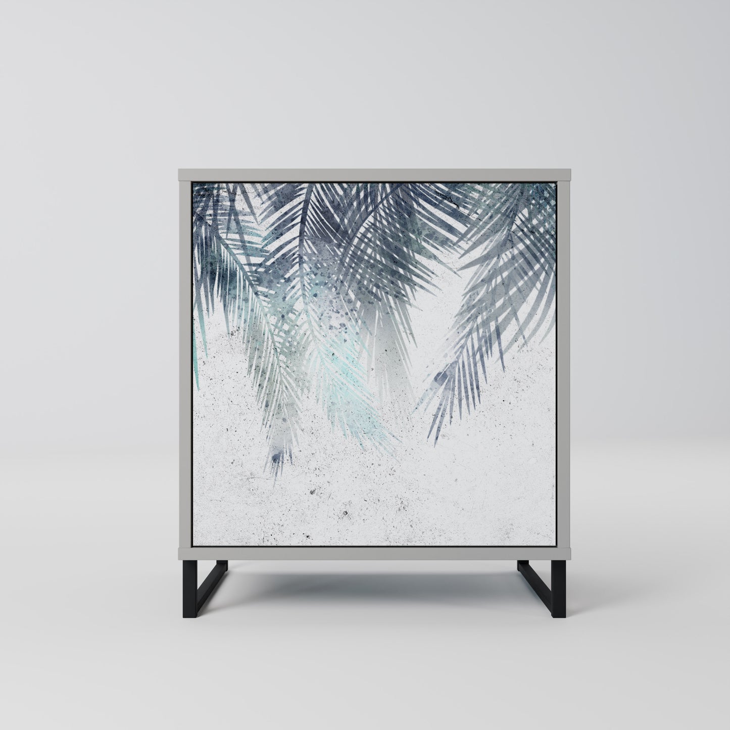 PALM VEIL 1-Door Sideboard in Grey Finish