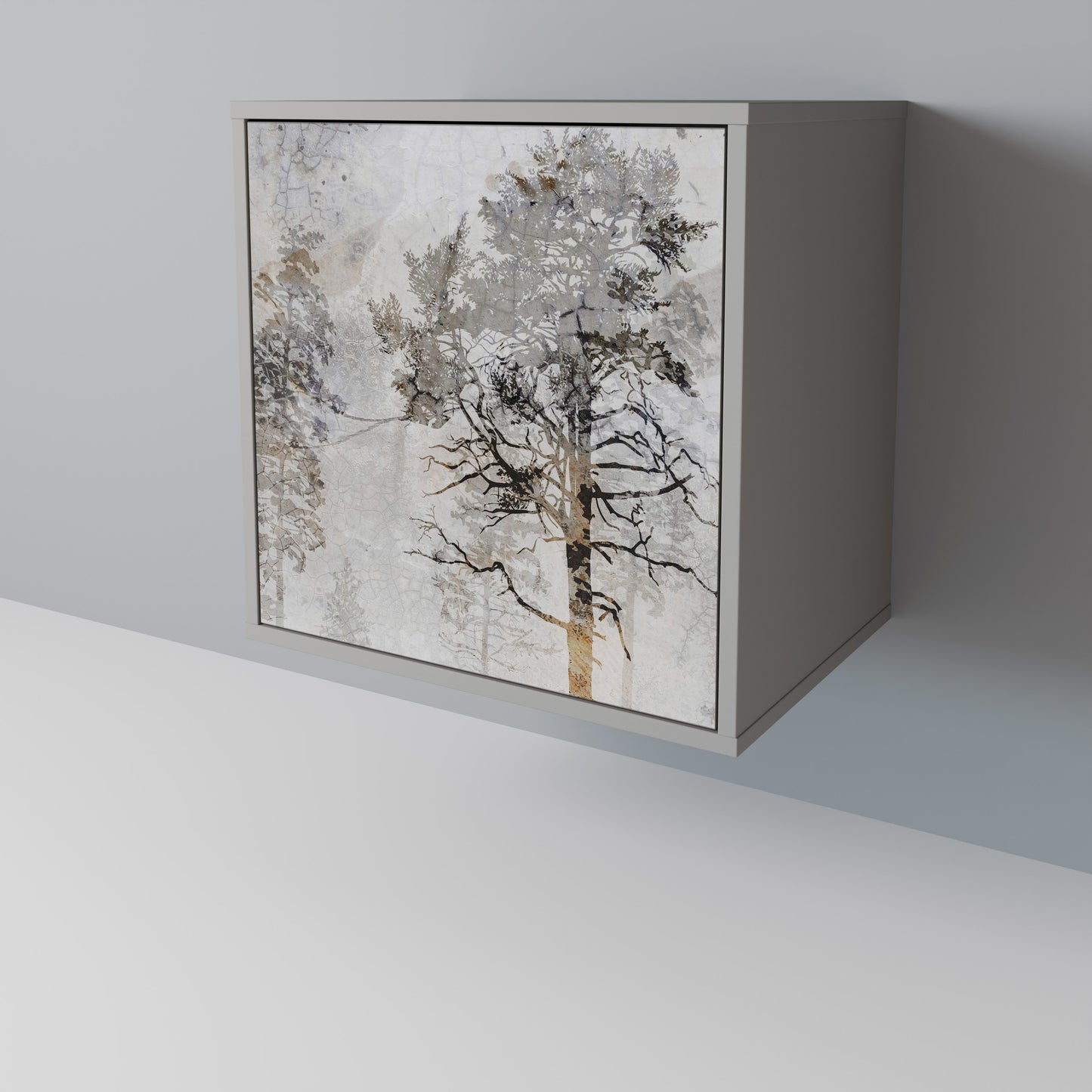 Credenza a 1 anta FADE IN THE TREES in finitura grigia
