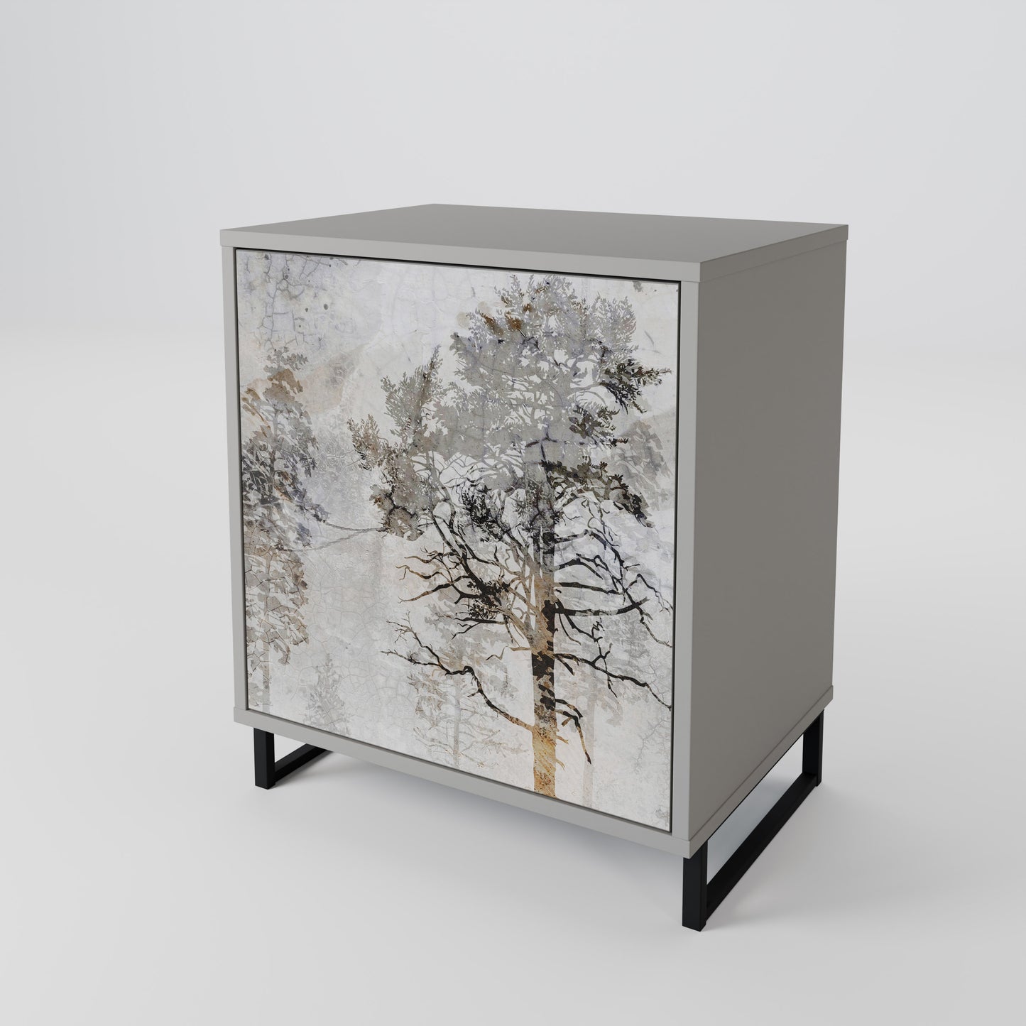 Credenza a 1 anta FADE IN THE TREES in finitura grigia