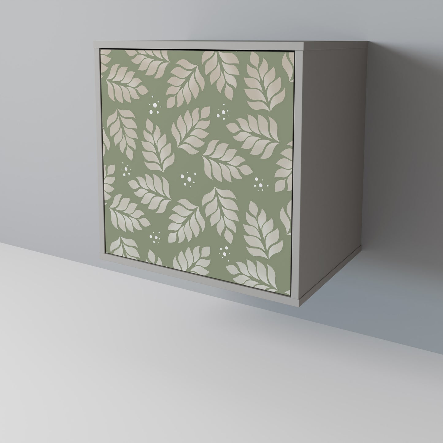 LEAVES ON GREEN 1-Door Sideboard in Grey Finish