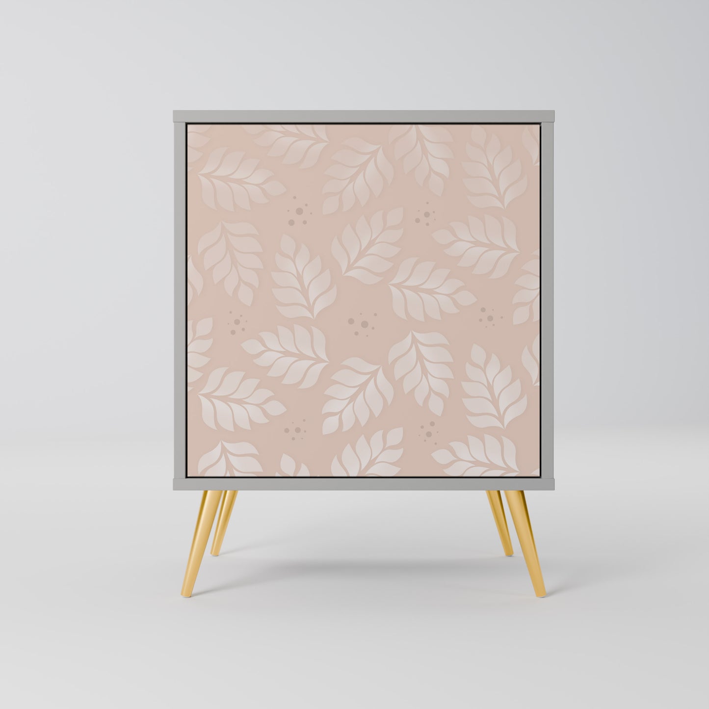 LEAVES ON BEIGE 1-Door Sideboard in Grey Finish