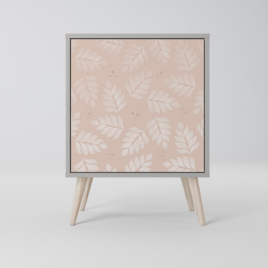 LEAVES ON BEIGE 1-Door Sideboard in Grey Finish