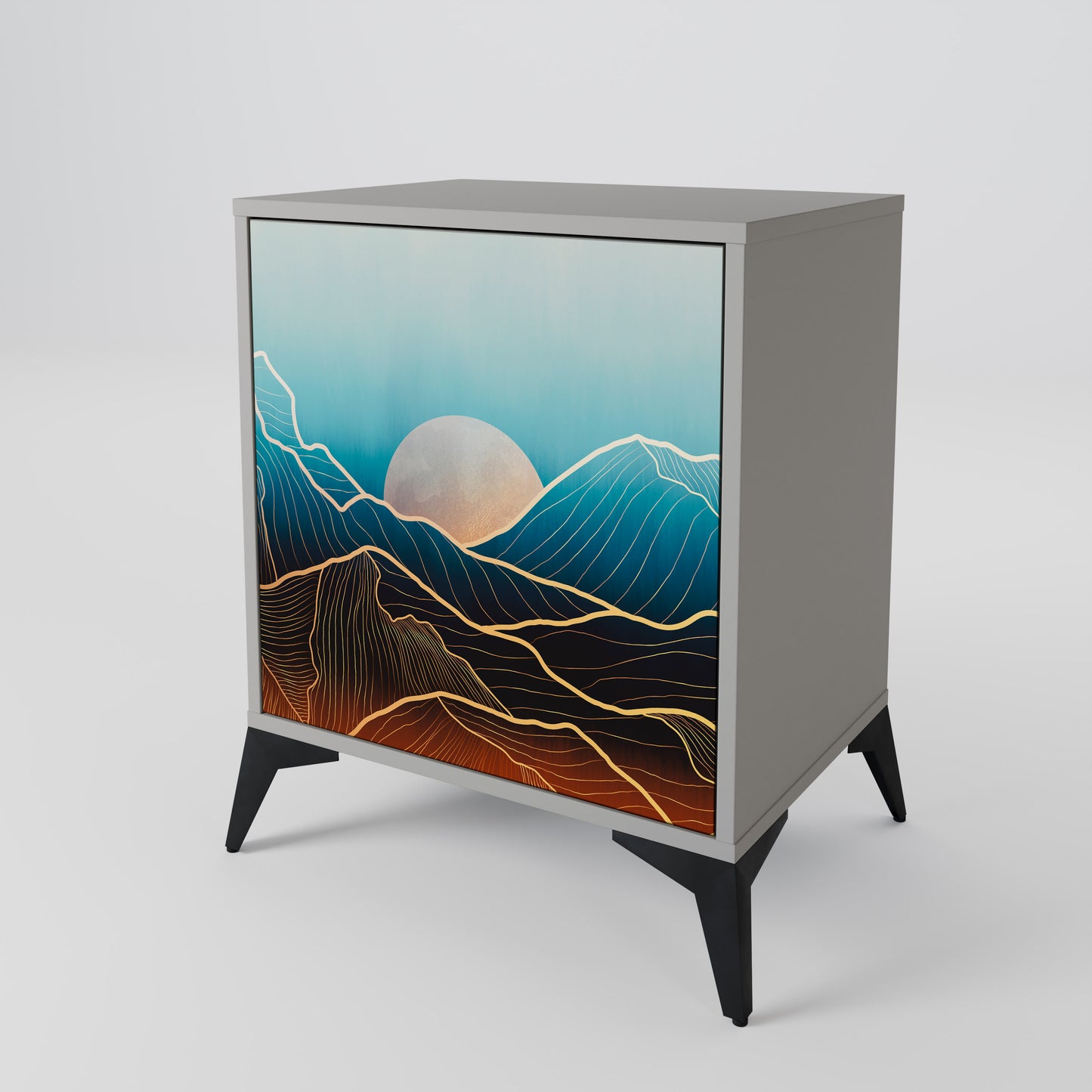 LUNAR SECRETS 1-Door Sideboard in Grey Finish