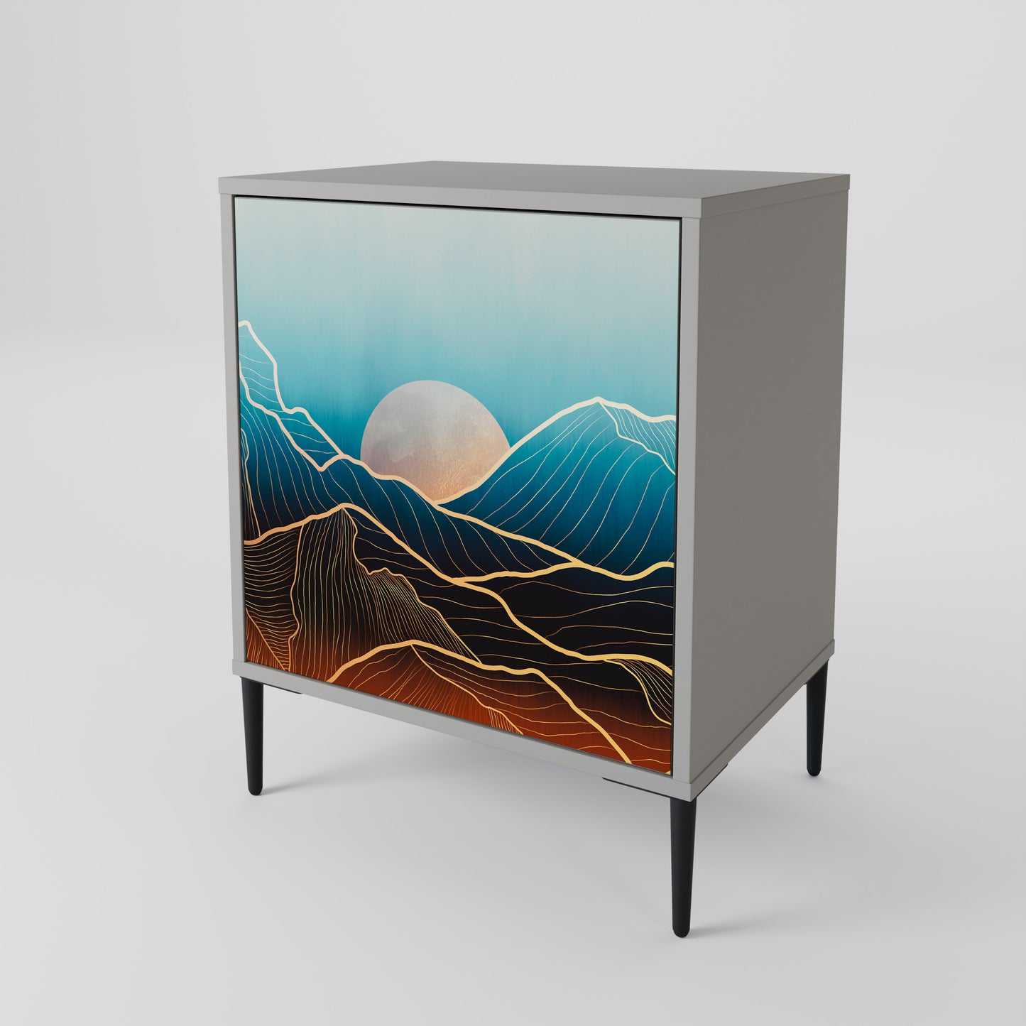 LUNAR SECRETS 1-Door Sideboard in Grey Finish