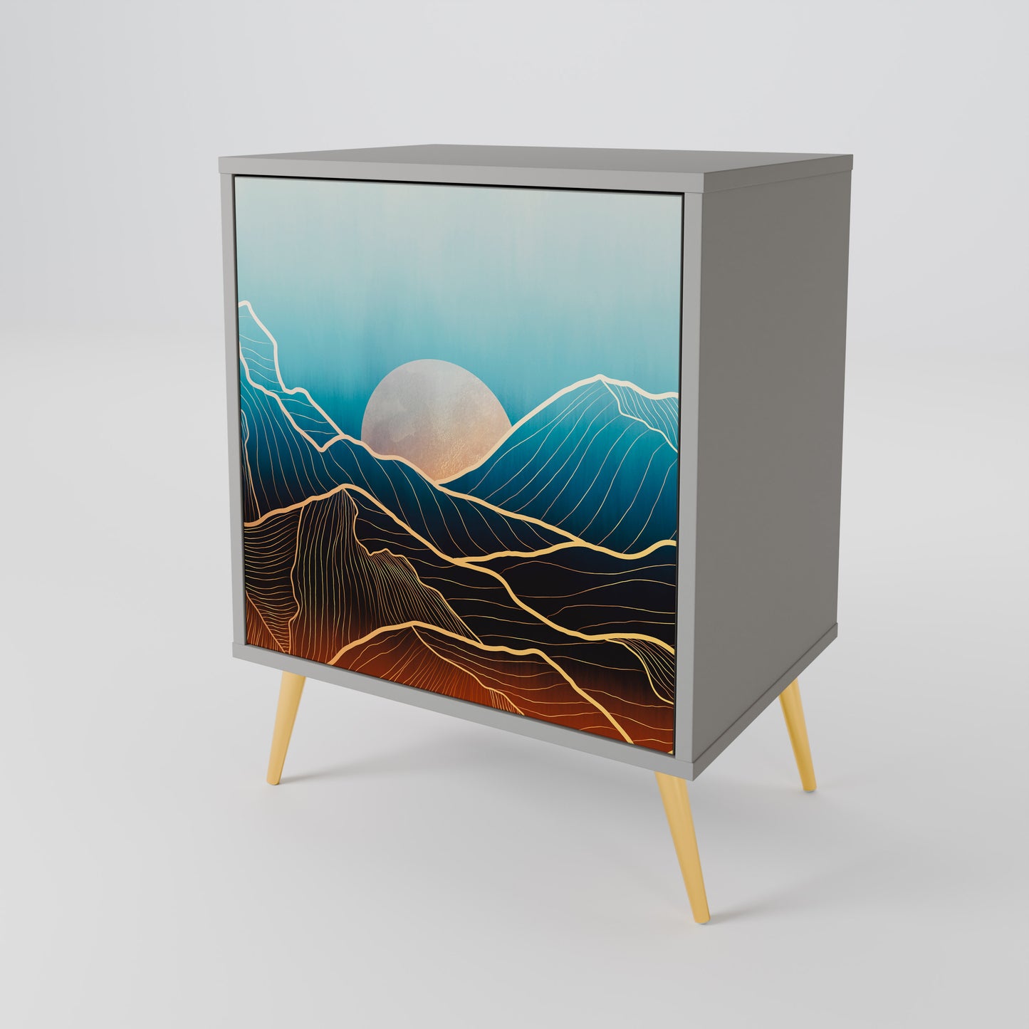 LUNAR SECRETS 1-Door Sideboard in Grey Finish