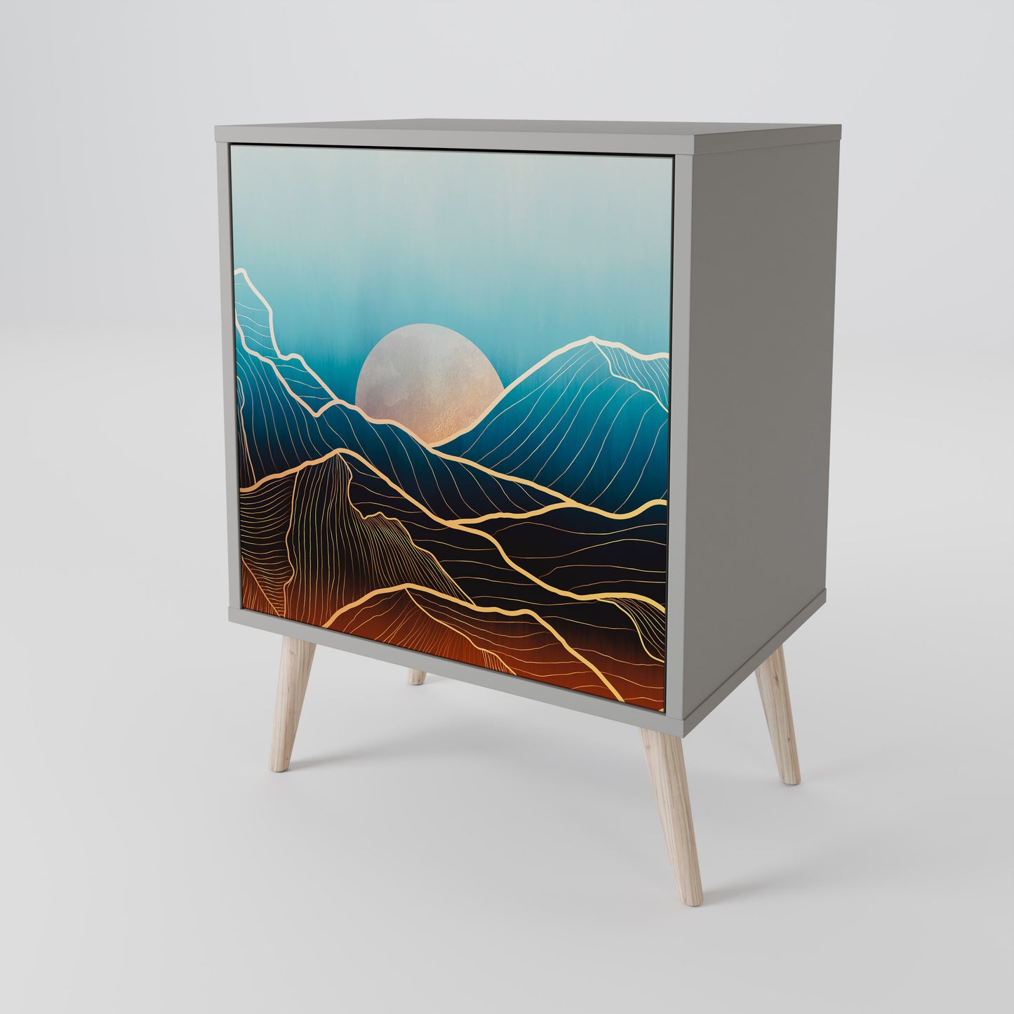 LUNAR SECRETS 1-Door Sideboard in Grey Finish