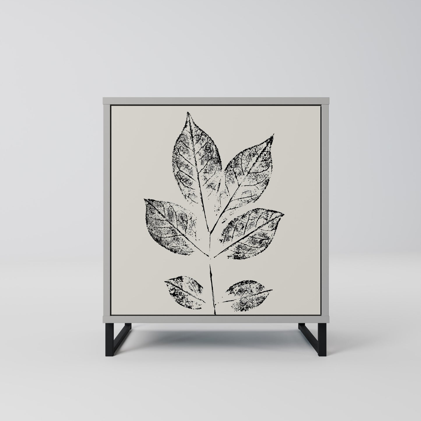 LEAFY STAMPS 1-Door Sideboard in Grey Finish