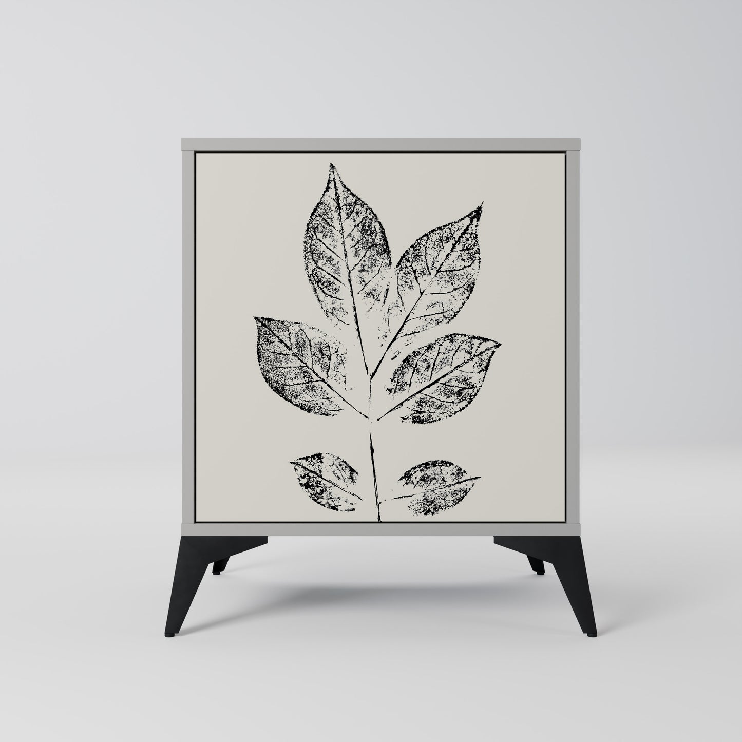 LEAFY STAMPS 1-Door Sideboard in Grey Finish