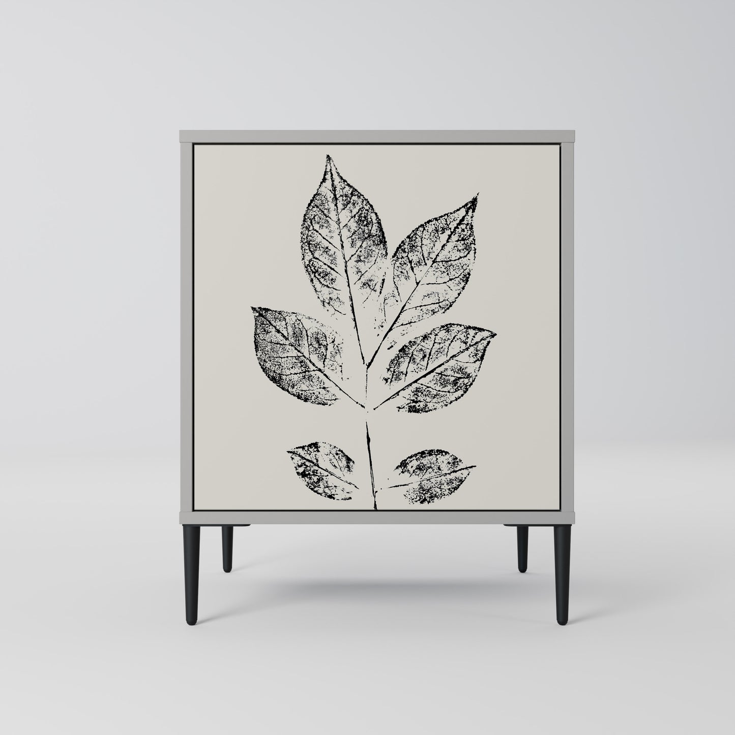 LEAFY STAMPS 1-Door Sideboard in Grey Finish