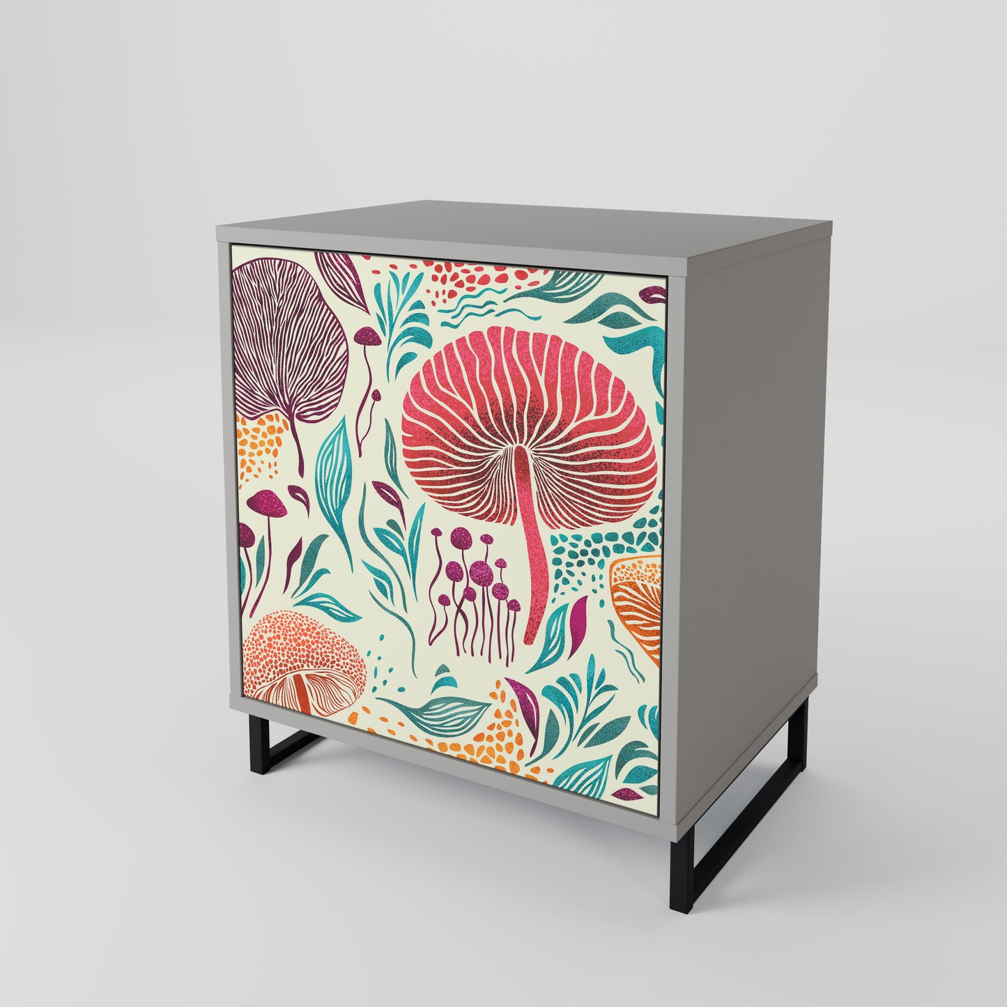 FUNGUS FANTASY 1-Door Sideboard in Grey Finish