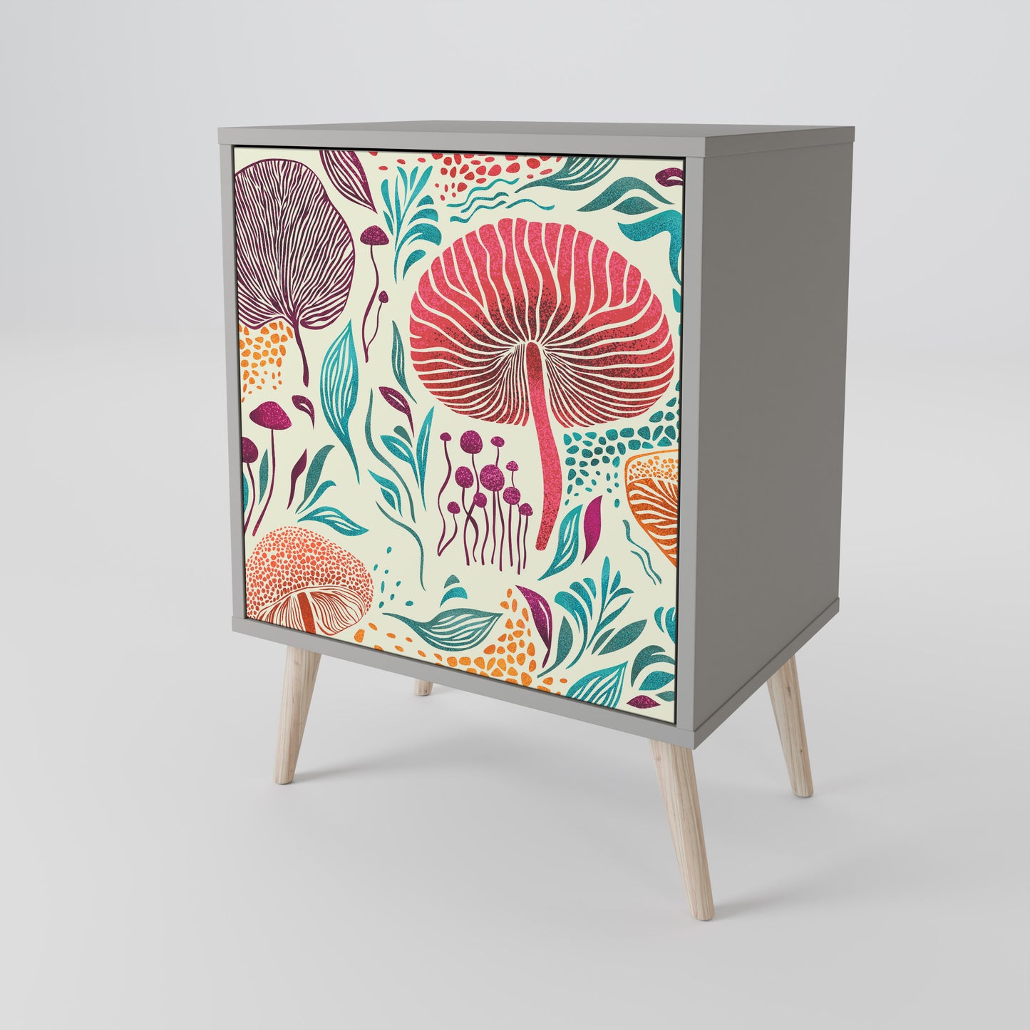 FUNGUS FANTASY 1-Door Sideboard in Grey Finish