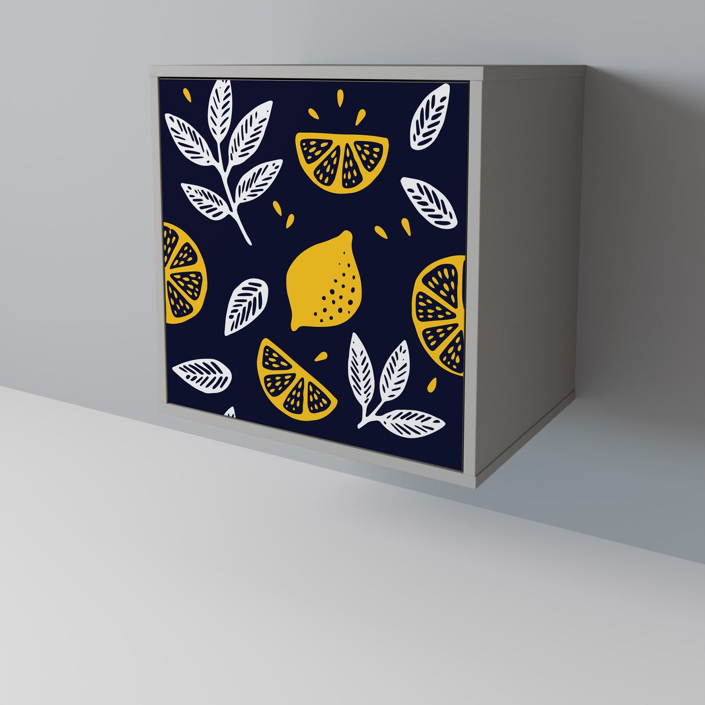 CITRUS BLACK AND WHITE 1-Door Sideboard in Grey Finish