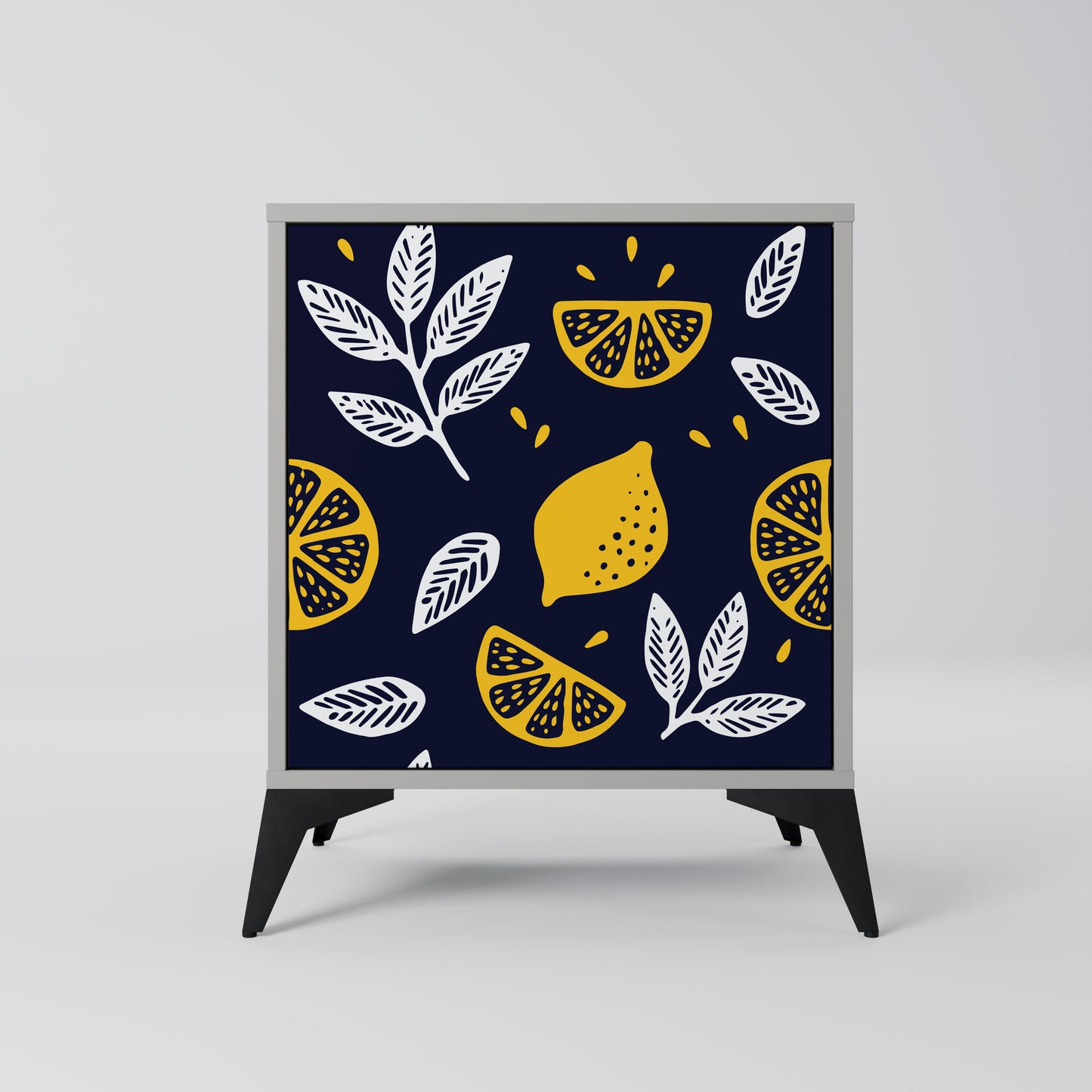 CITRUS BLACK AND WHITE 1-Door Sideboard in Grey Finish