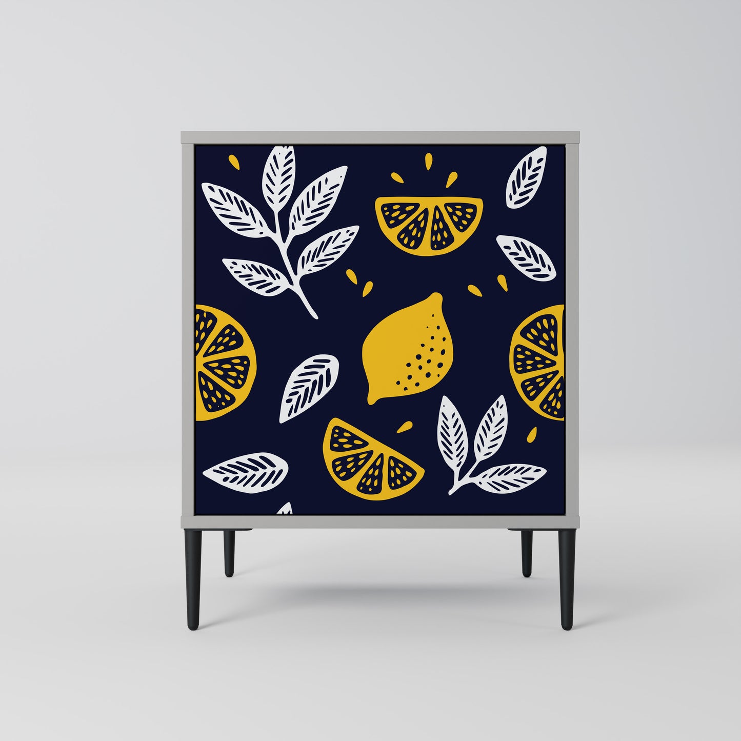 CITRUS BLACK AND WHITE 1-Door Sideboard in Grey Finish