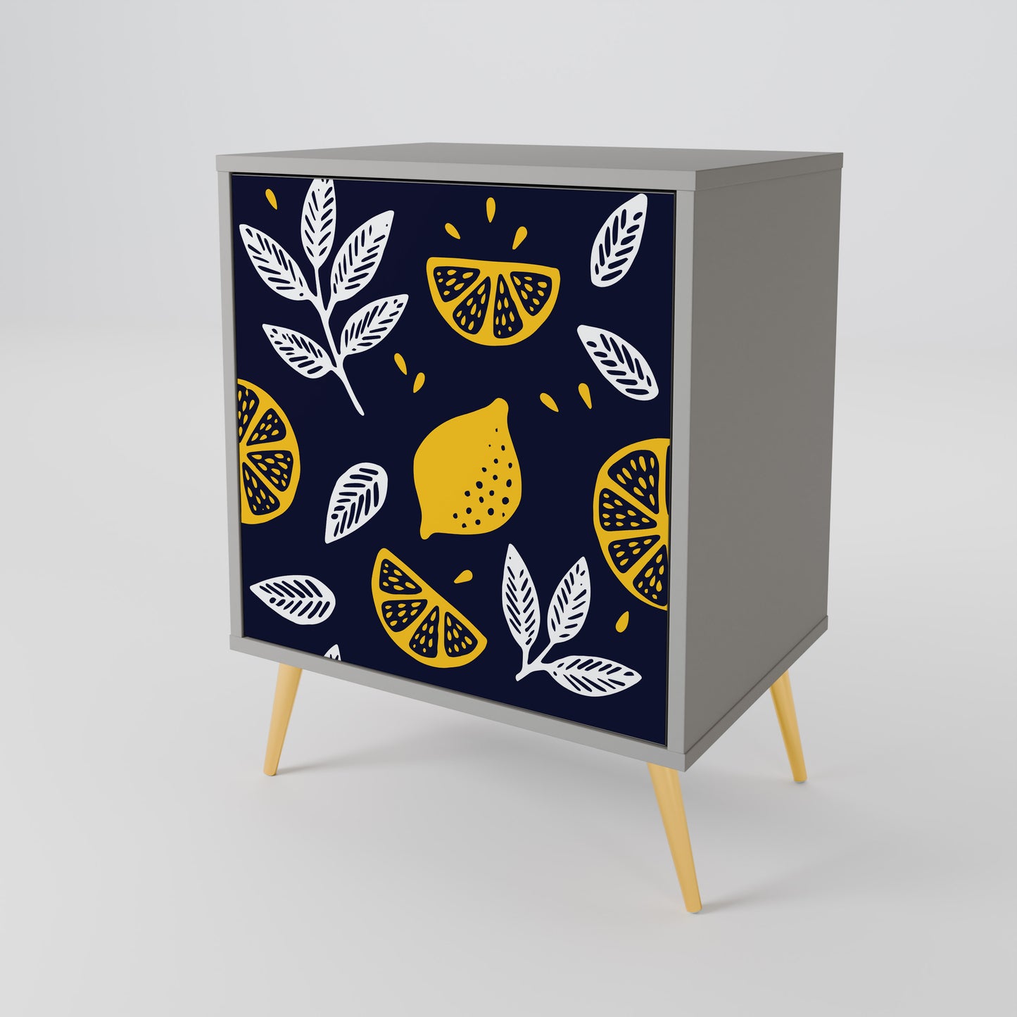 CITRUS BLACK AND WHITE 1-Door Sideboard in Grey Finish