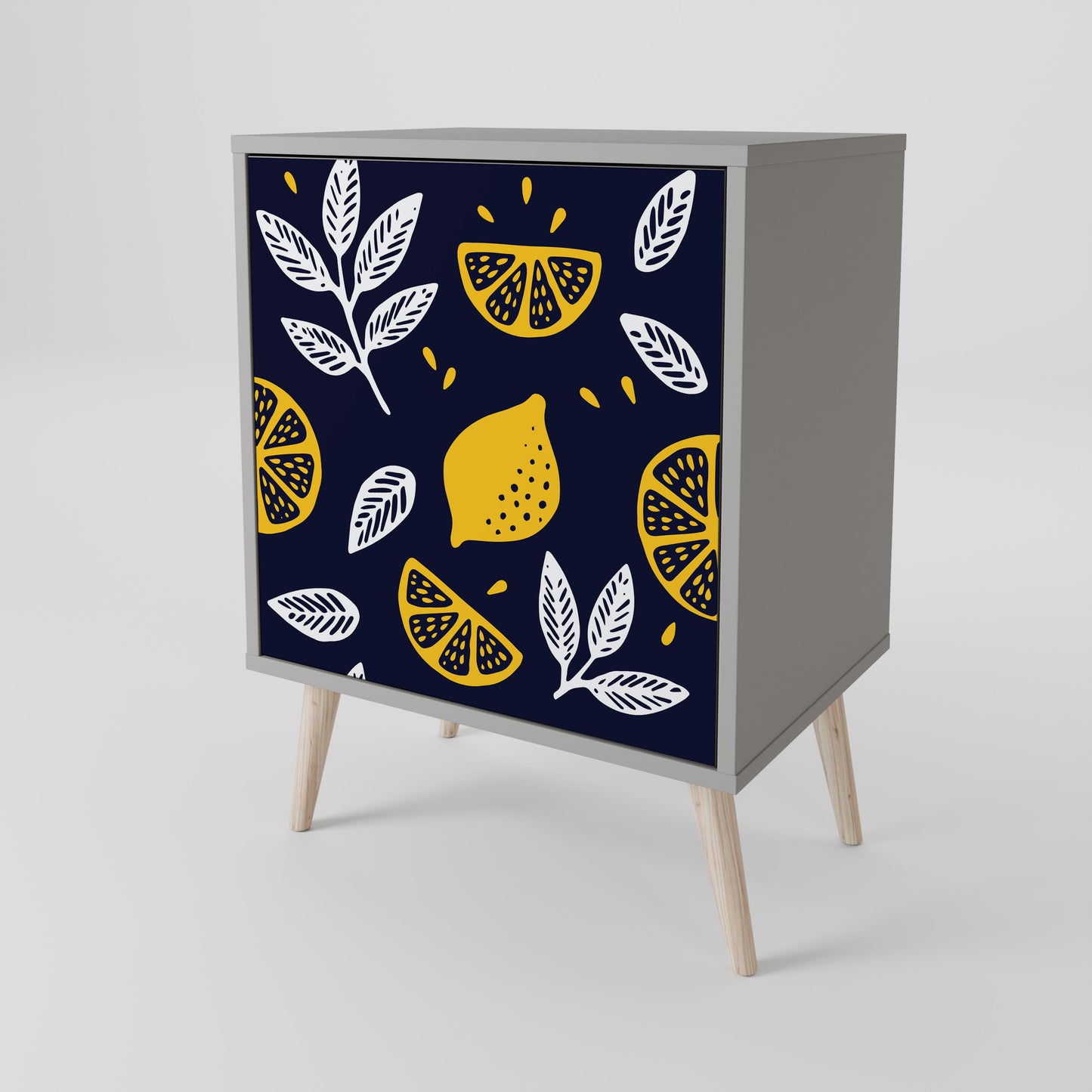 CITRUS BLACK AND WHITE 1-Door Sideboard in Grey Finish