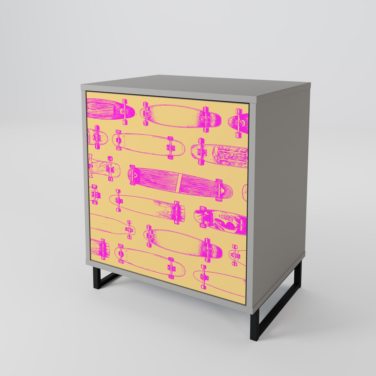 Credenza SKATEBOARD ARTISTRY a 1 anta con finitura grigia