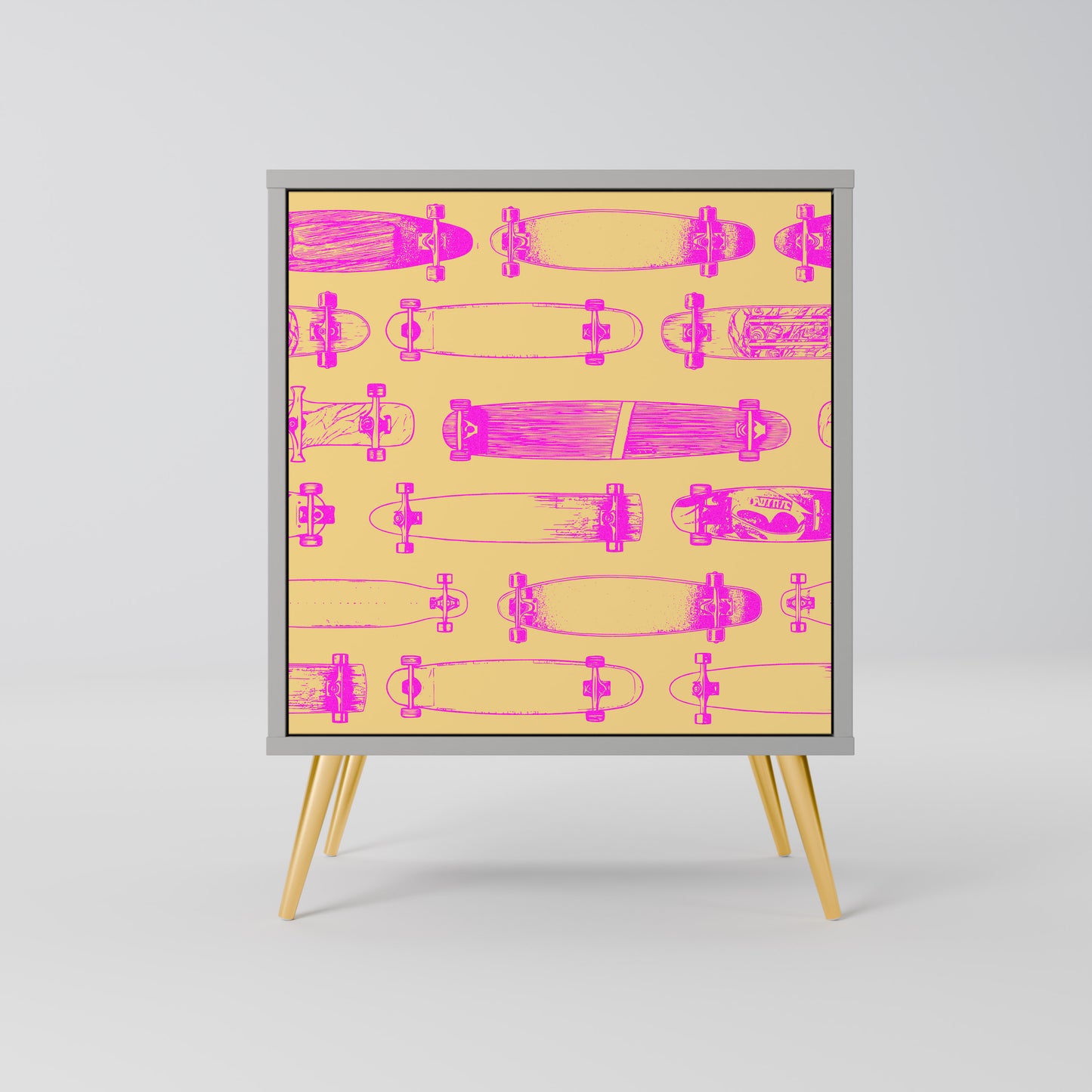 Credenza SKATEBOARD ARTISTRY a 1 anta con finitura grigia