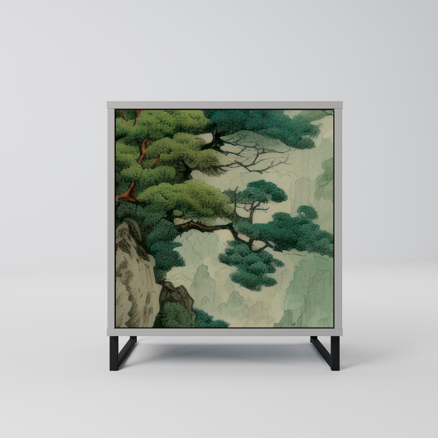 Credenza VERDURE ABYSS a 1 anta con finitura grigia