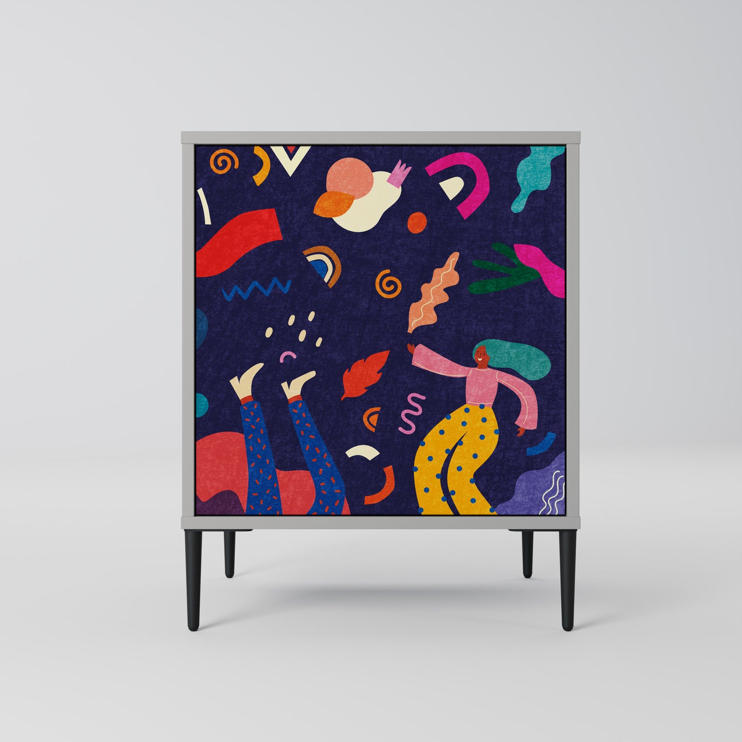 FESTIVE PLEASURES 1-Door Sideboard in Grey Finish