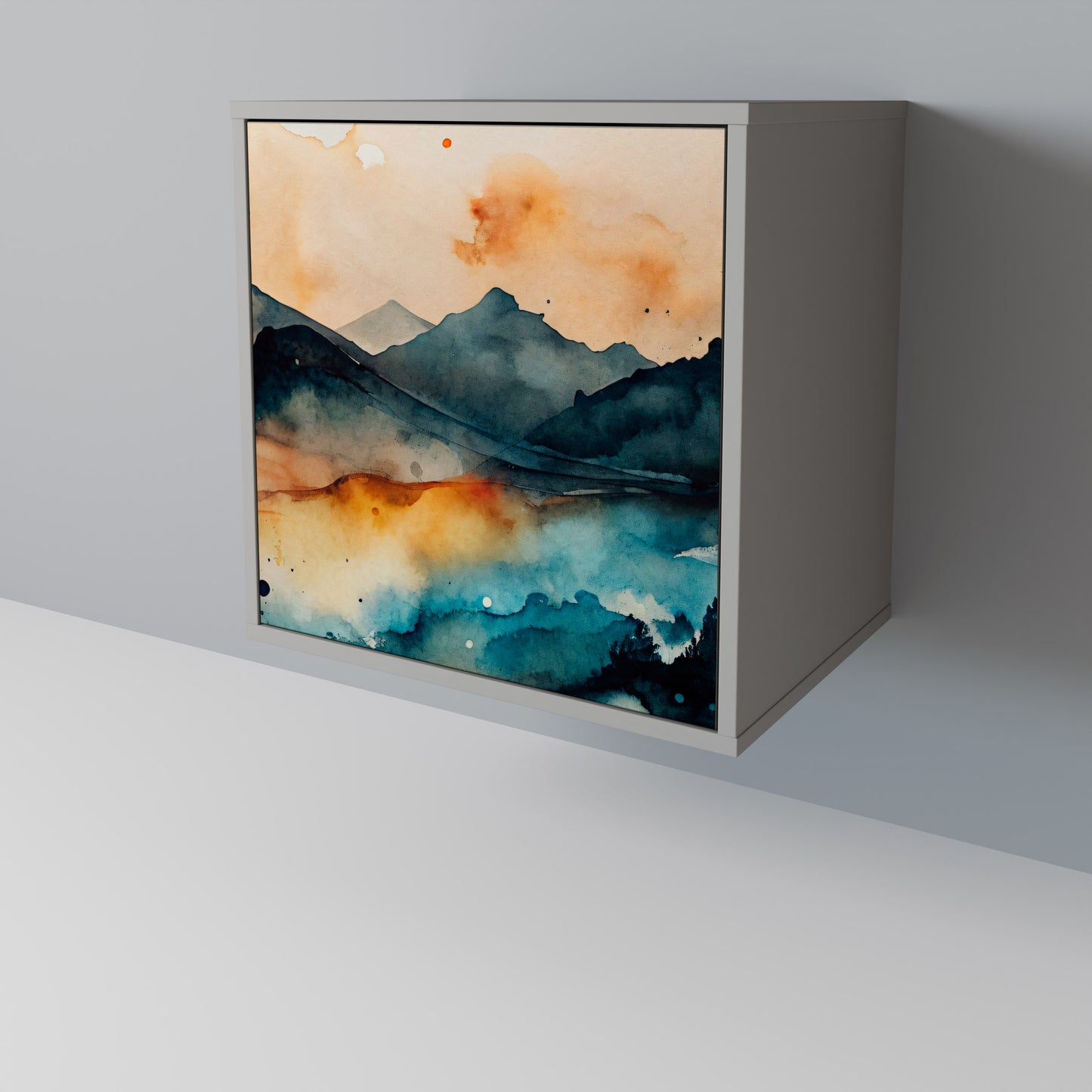 OMINOUS MOUNTAINS 1-Door Sideboard in Grey Finish
