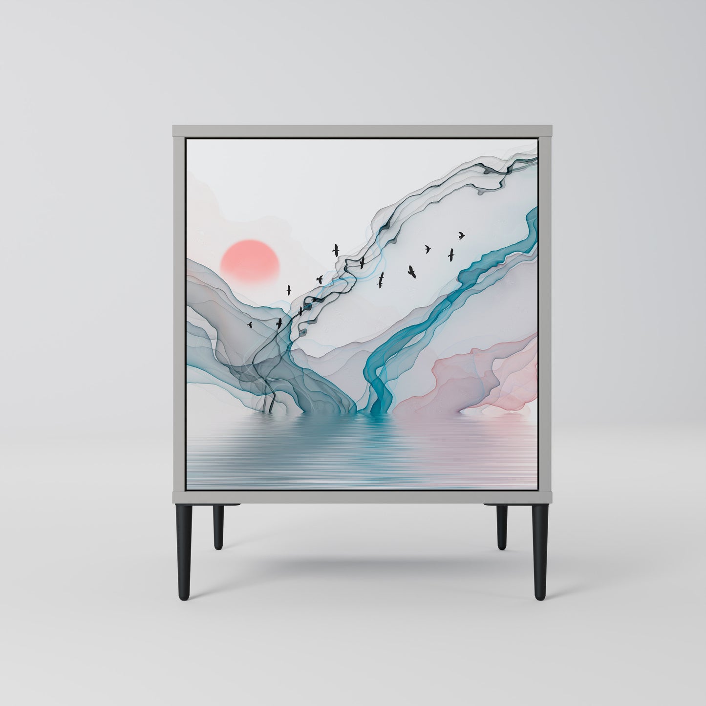 Credenza VELVET CROSSING a 1 anta con finitura grigia