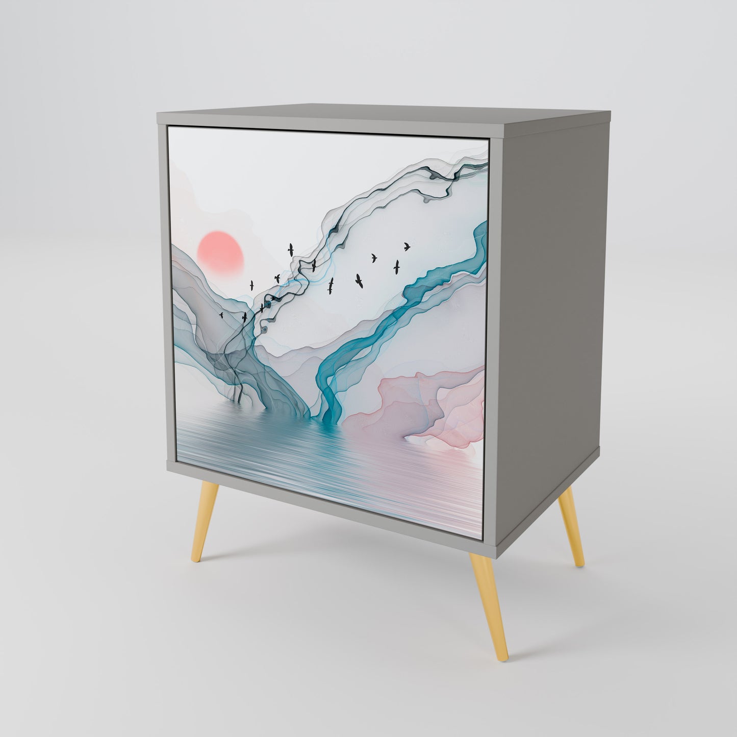 Credenza VELVET CROSSING a 1 anta con finitura grigia