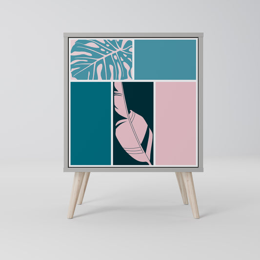 COMBINAZIONE DI FORME Credenza a 1 anta in finitura grigia