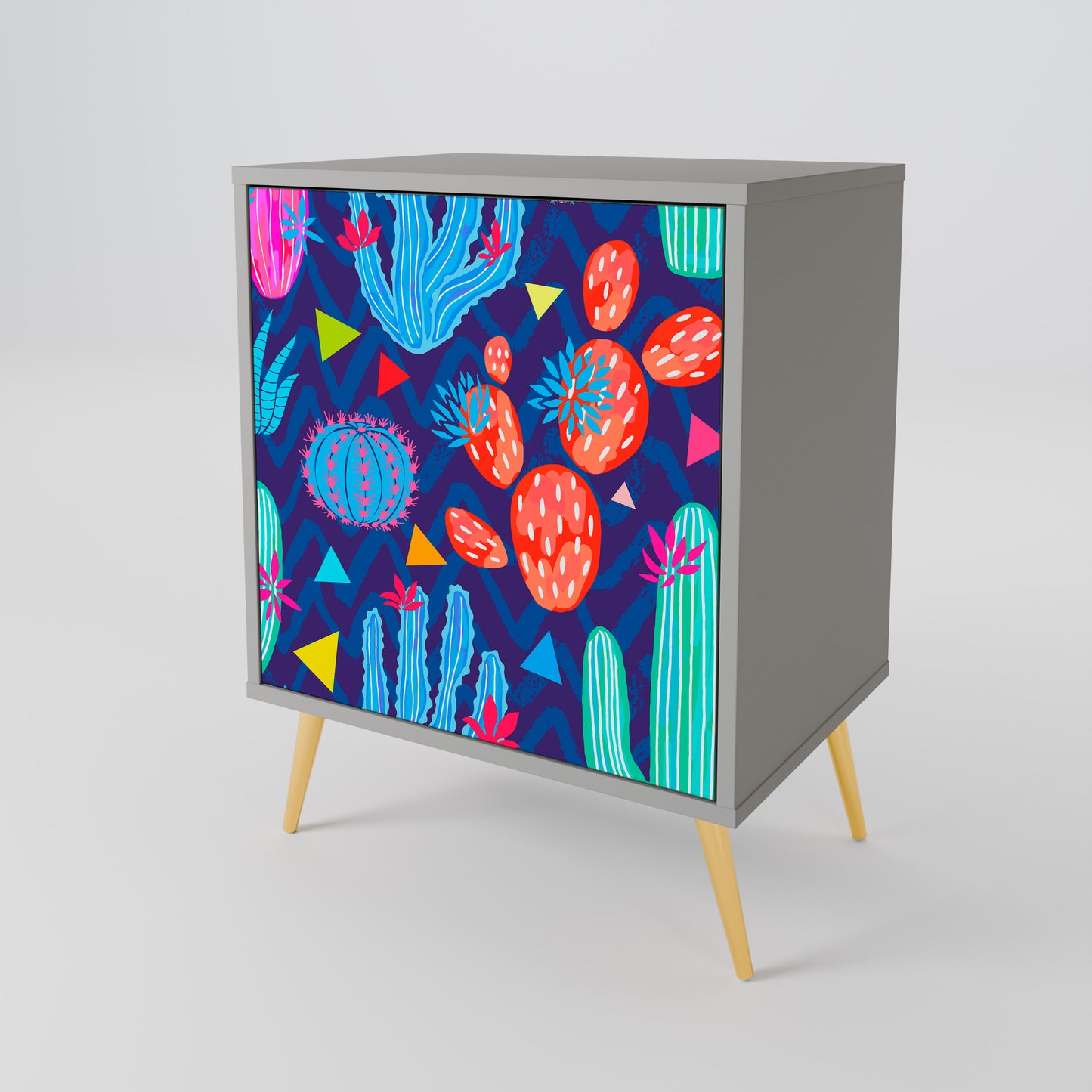 CACTUS VIBES 1-Door Sideboard in Grey Finish
