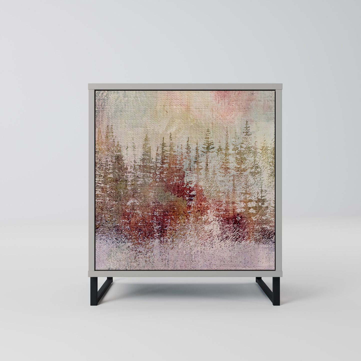 VEILED SUMMIT 1-Door Sideboard in Grey Finish