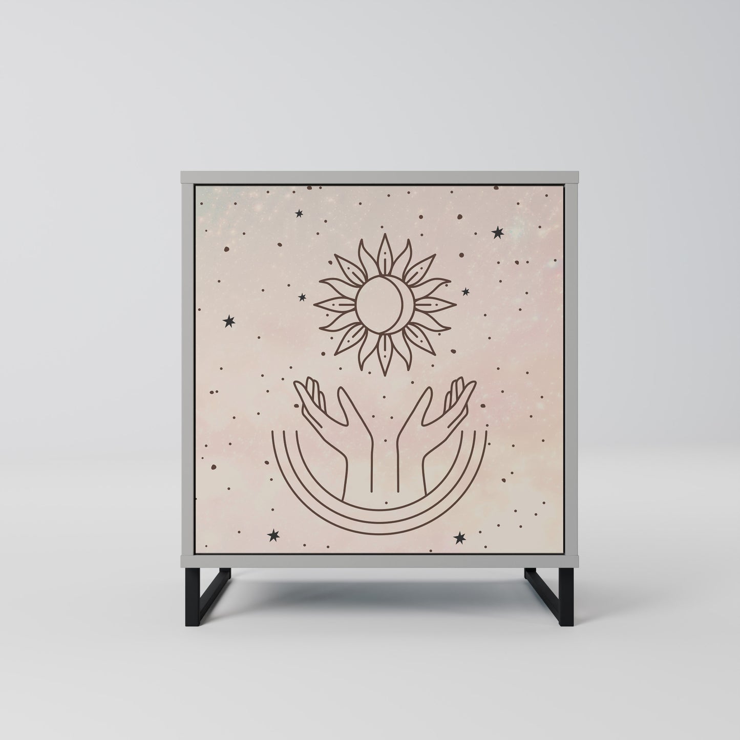DELICATE BEAUTY 1-Door Sideboard in Grey Finish