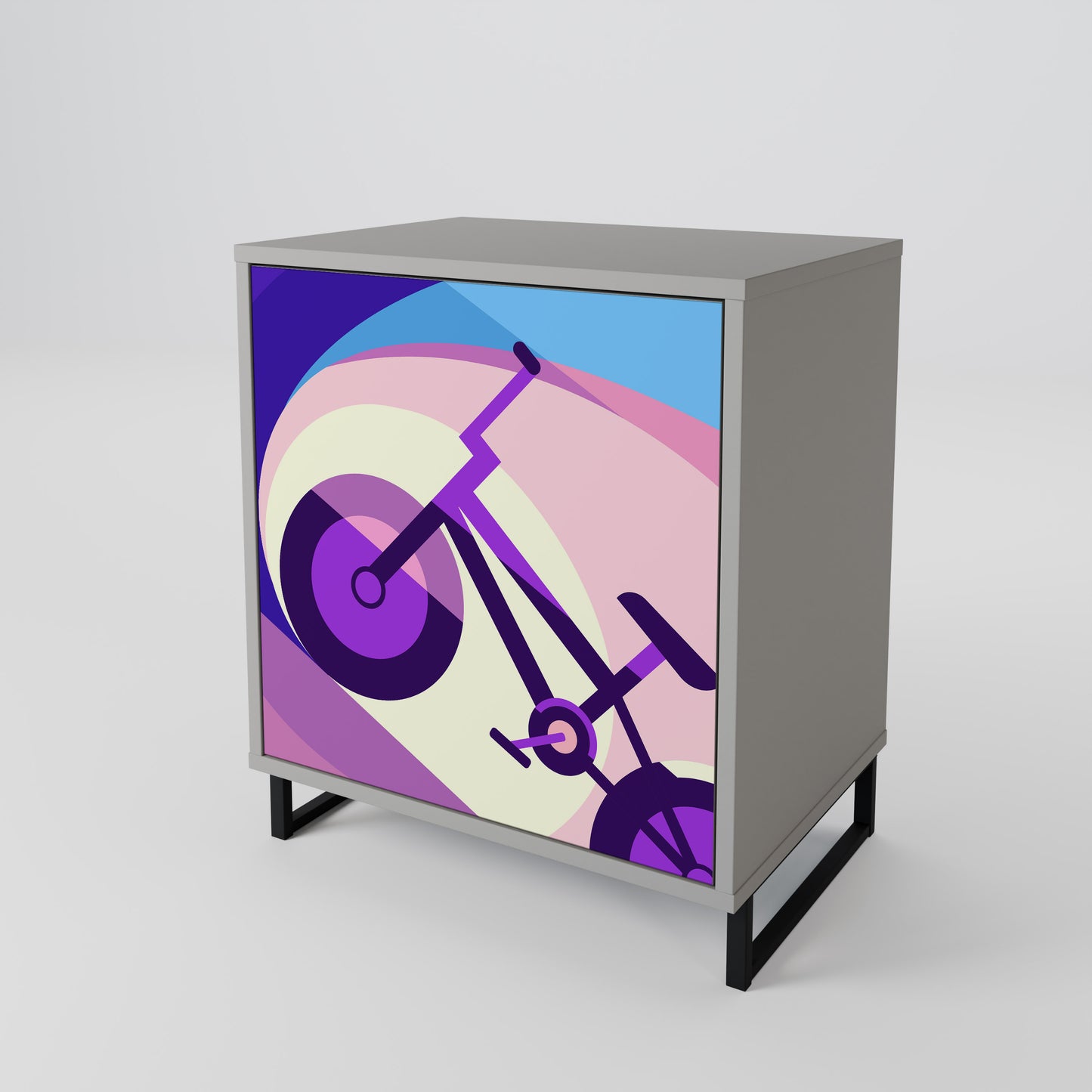 BIKE DREAMS 1-Door Sideboard in Grey Finish