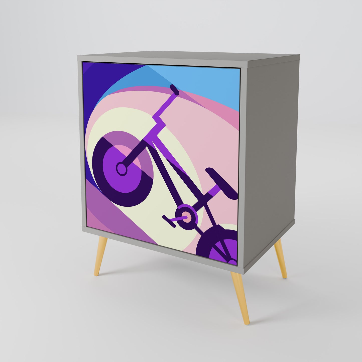 BIKE DREAMS 1-Door Sideboard in Grey Finish