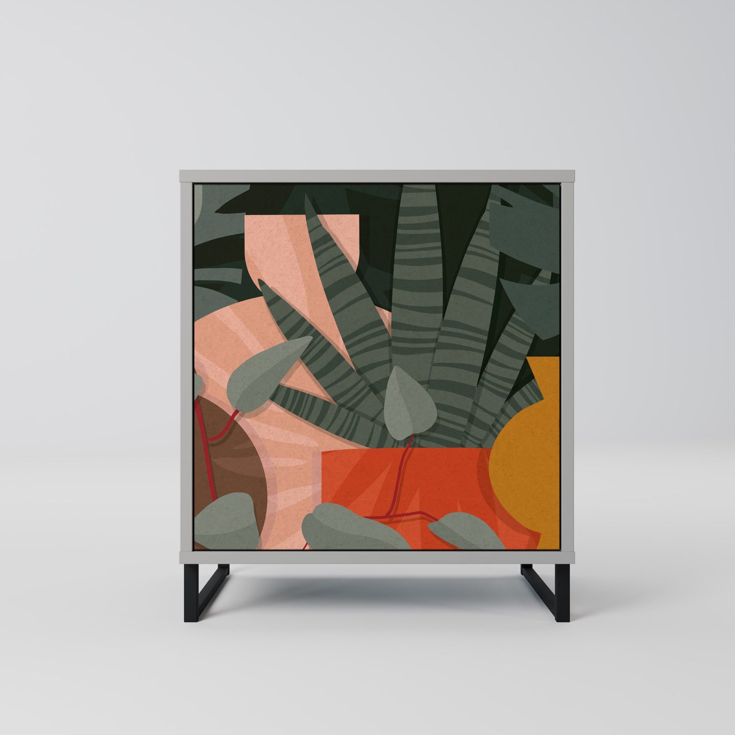 Credenza TROPICAL COMPOSITION a 1 anta in finitura grigia