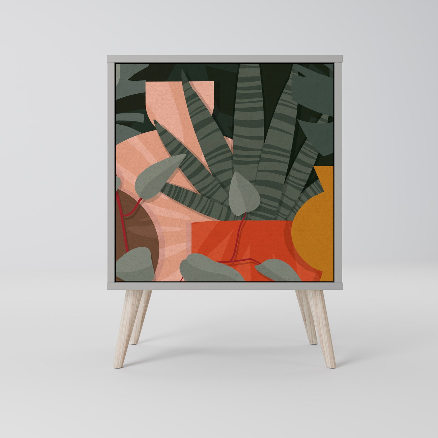 Credenza TROPICAL COMPOSITION a 1 anta in finitura grigia