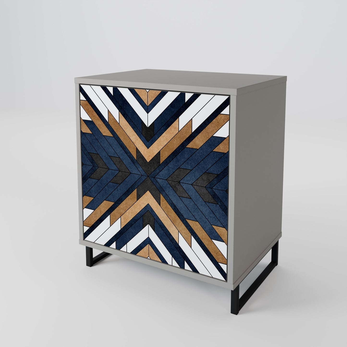 Credenza ARTFUL GEOMETRY a 1 anta con finitura grigia