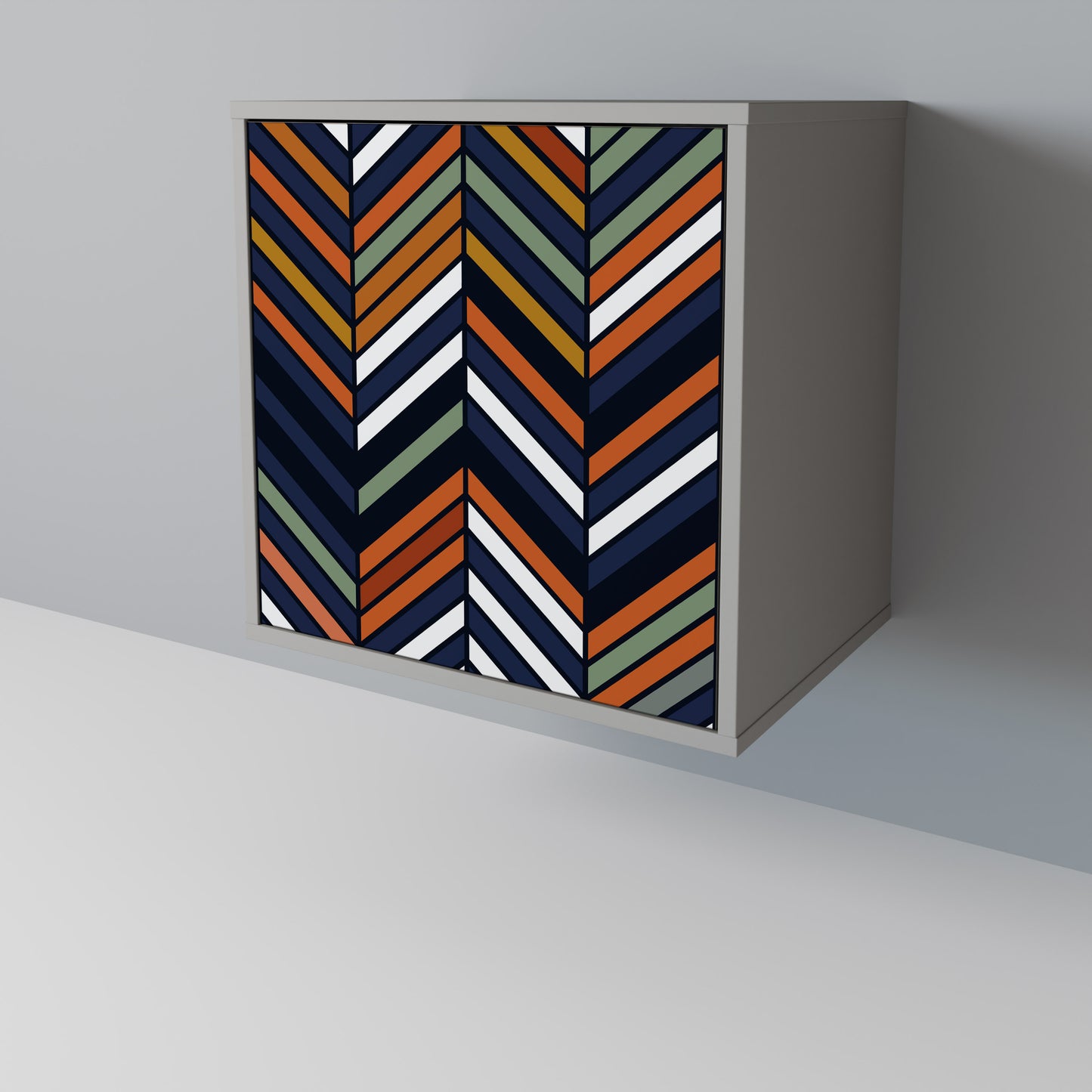 VIBRANT PATCHWORK 1-Door Sideboard in Grey Finish