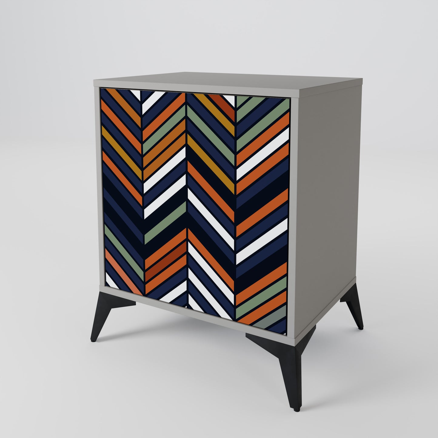 VIBRANT PATCHWORK 1-Door Sideboard in Grey Finish