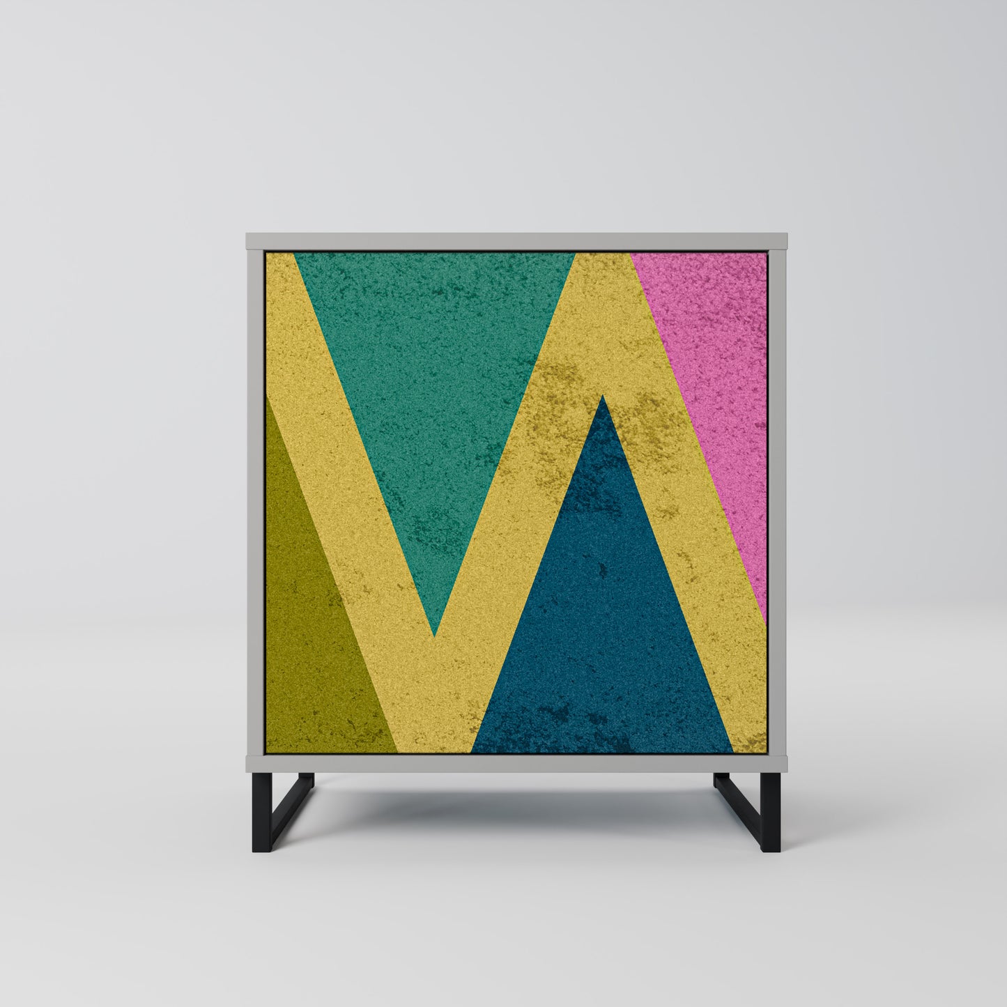 COLORFUL TRIANGLES 1-Door Sideboard in Grey Finish